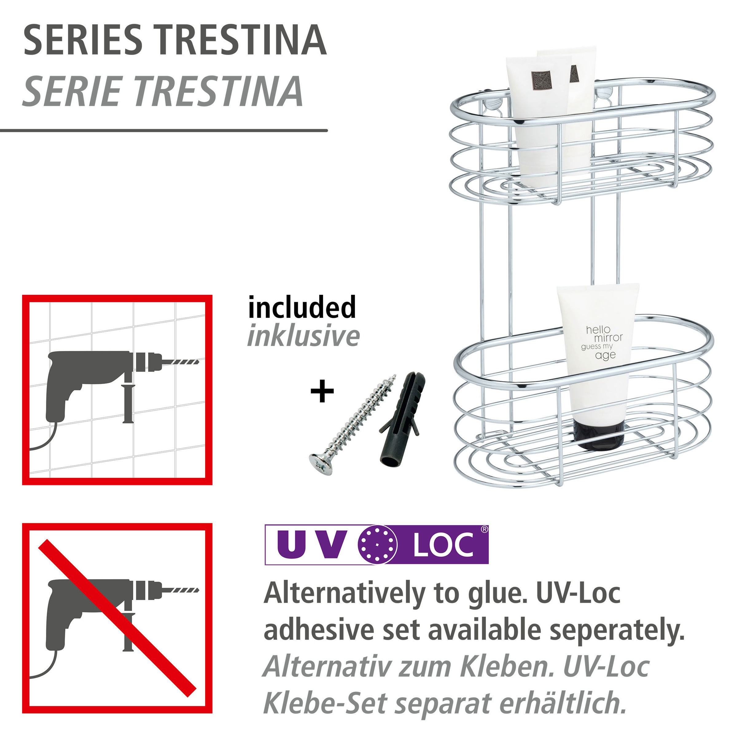 WENKO Badregal »Trestina«, zur Wandmontage, 2 Etagen