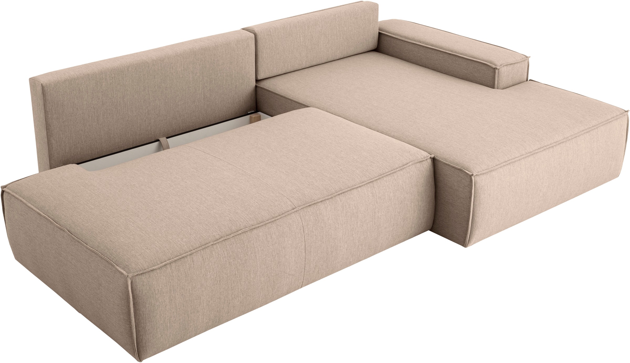 Home affaire Ecksofa »SHERWOOD, Schlafsofa in L-Form offen (275cm), Cord, Leinenoptik«, Schlaffunktion und Bettkasten, Kedernaht, hoher Sitz- & Liegekomfort