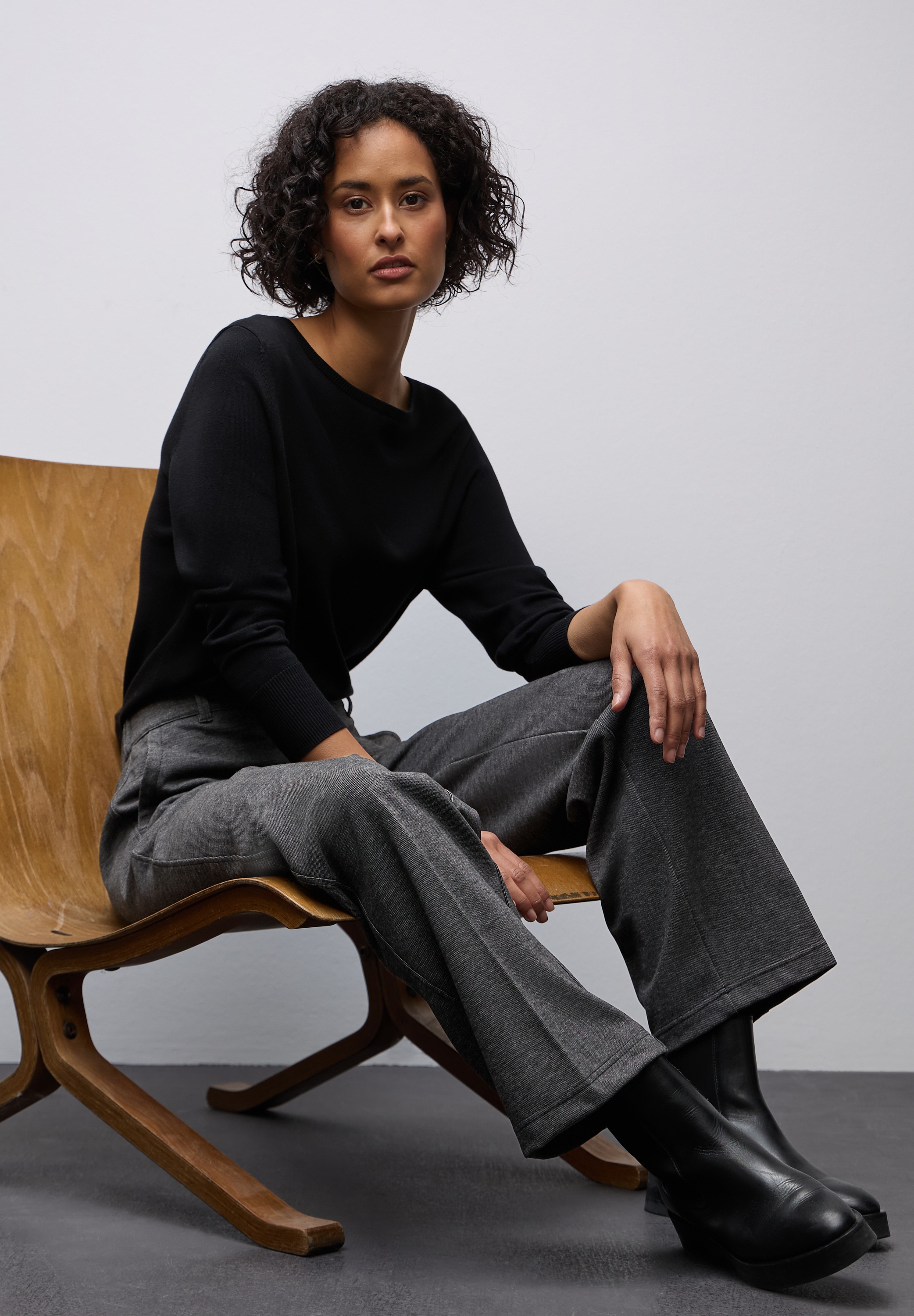 STREET ONE Stoffhose  meliert, im Casual Fit und mit Stretch