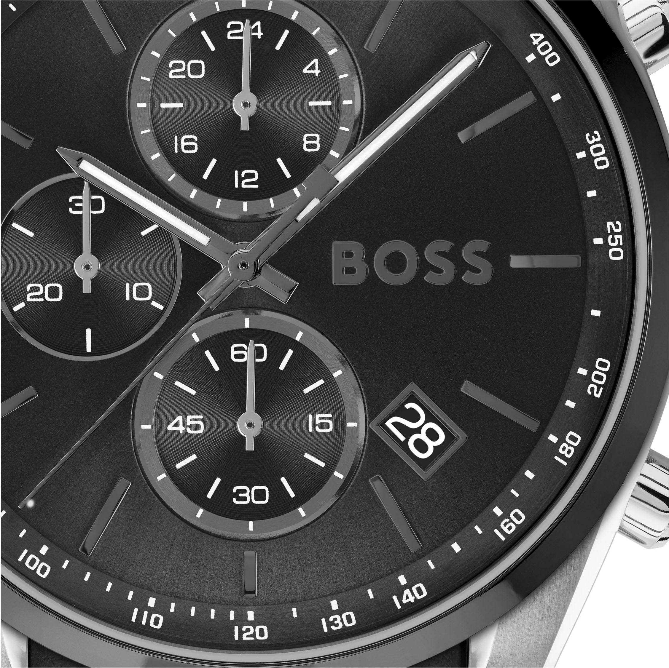 BOSS Quarzuhr »GRAND PRIX 44«, Quarzuhr, Armbanduhr, Herrenuhr, Lederarmband, analog, Tag