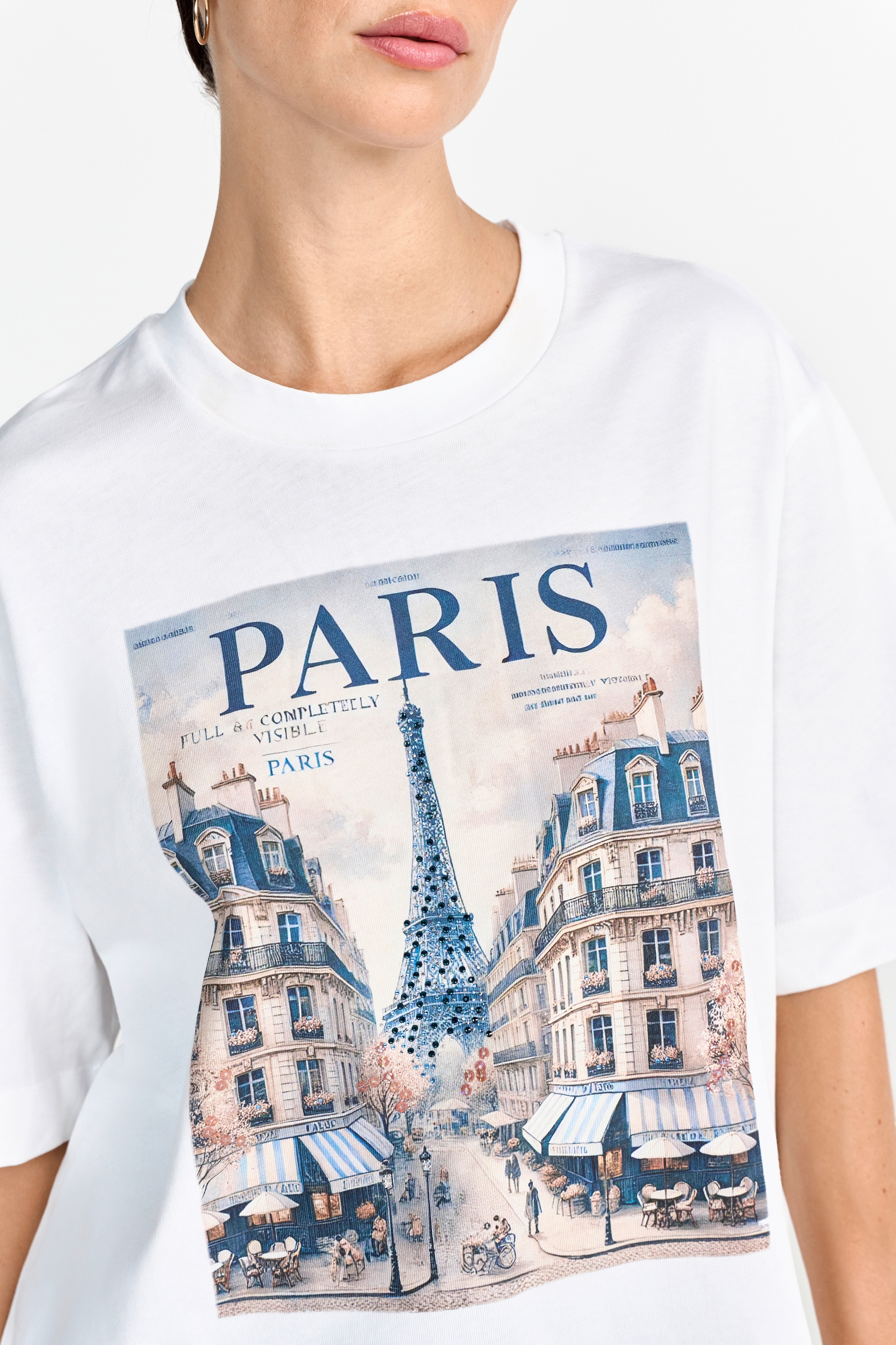 RICHROYAL T-Shirt, mit nostalgischem Print und Strasssteinen, Rundhals, casual fit