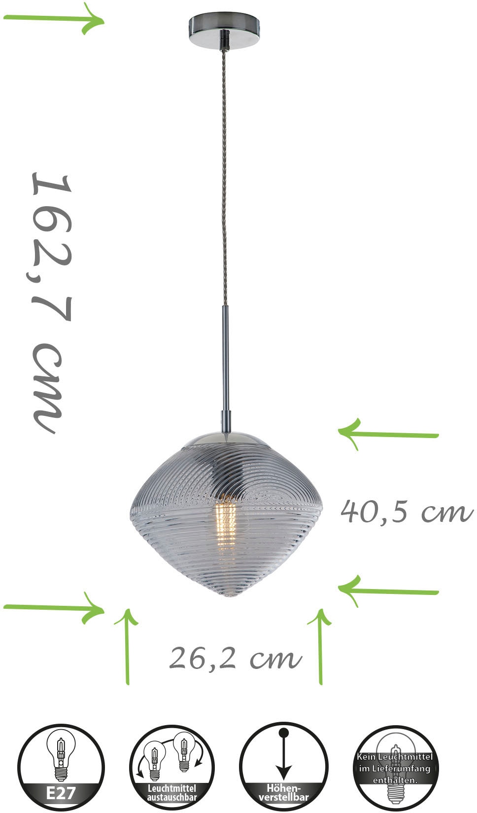 ECO-LIGHT Pendelleuchte »GREENWICH«, Leuchtmittel E27 | ohne Leuchtmittel
