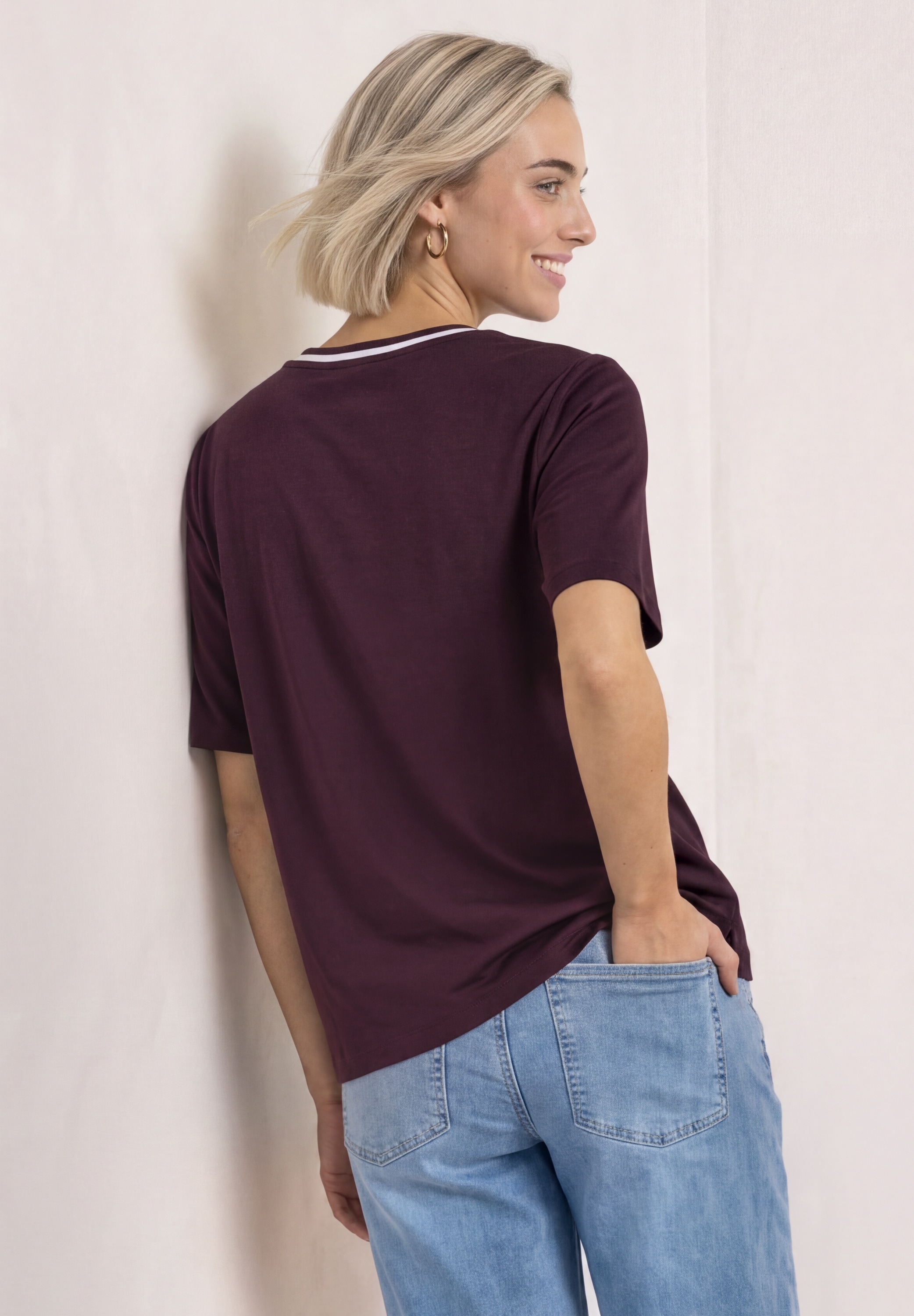 STREET ONE Kurzarmshirt Sommershirt mit Kontrastdetails