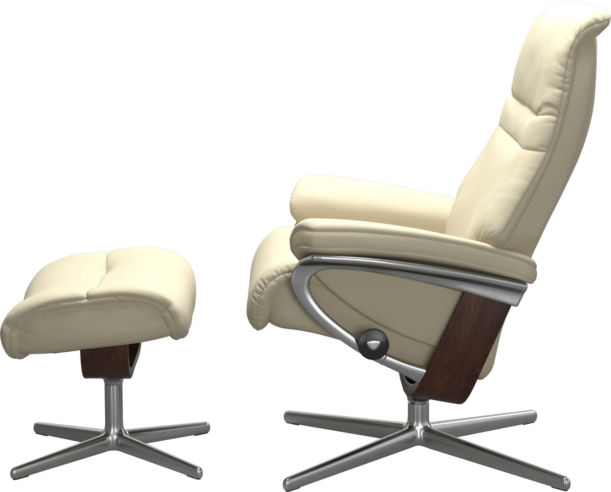 Stressless® Relaxsessel »Sunrise« Set, Relaxsessel mit Hocker,  mit Hocker, mit Cross Base, Größe S, M & L, Holzakzent Braun