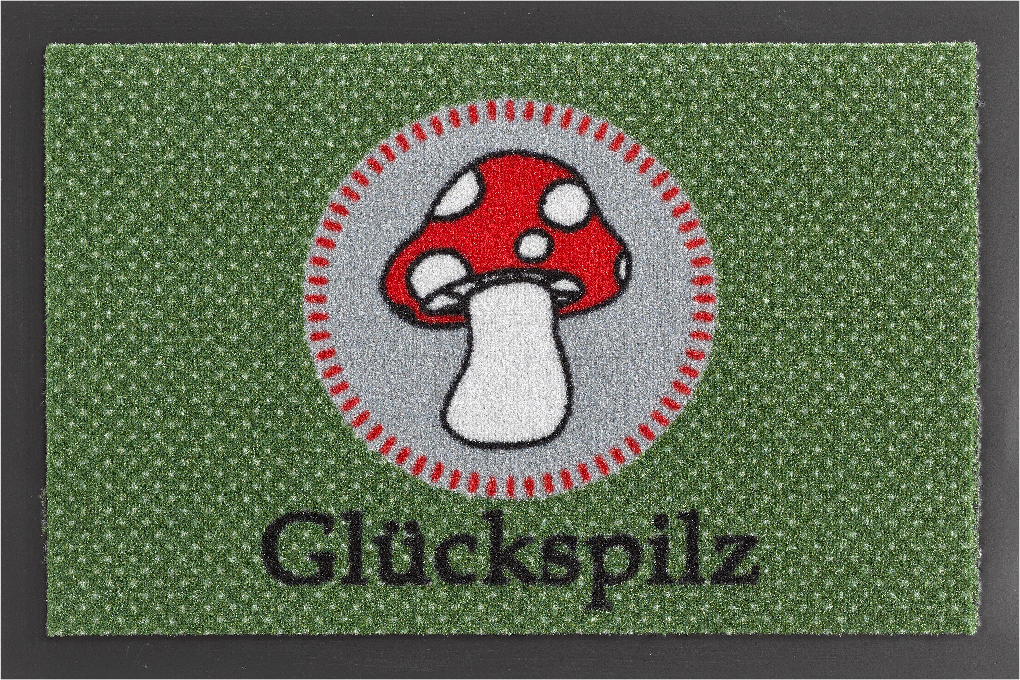 HANSE Home Fußmatte »Glückspilz«, rechteckig, 7 mm Höhe, mit Spruch, mit Schrift, Rutschhemmend, Waschbar, Gemustert, Robust, Pflegeleicht, Eingang