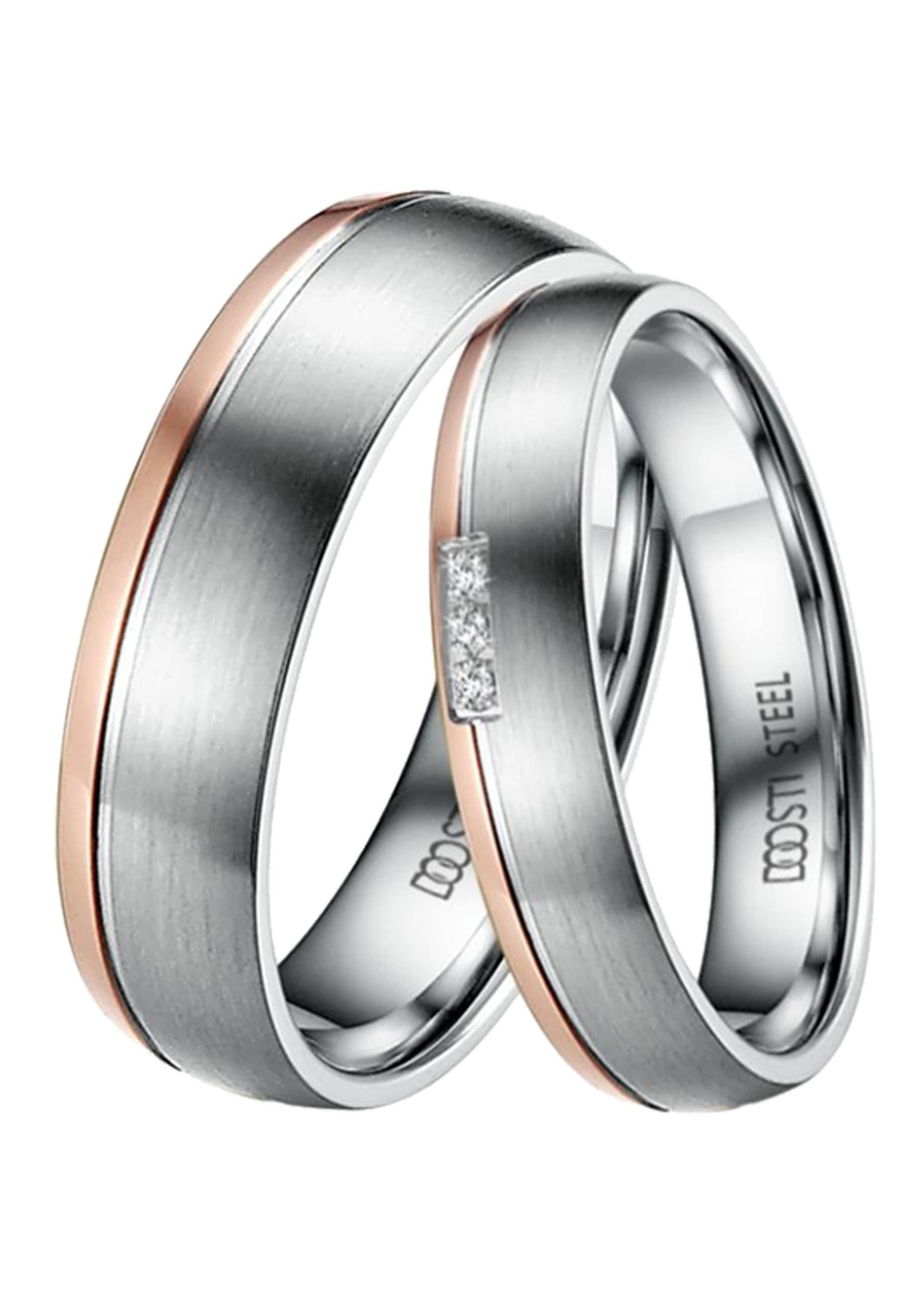 DOOSTI Trauring »Schmuck Geschenk Edelstahl Trauring Ehering Partnerring LIEBE«, Made in Germany, wahlweise mit oder ohne Zirkonia