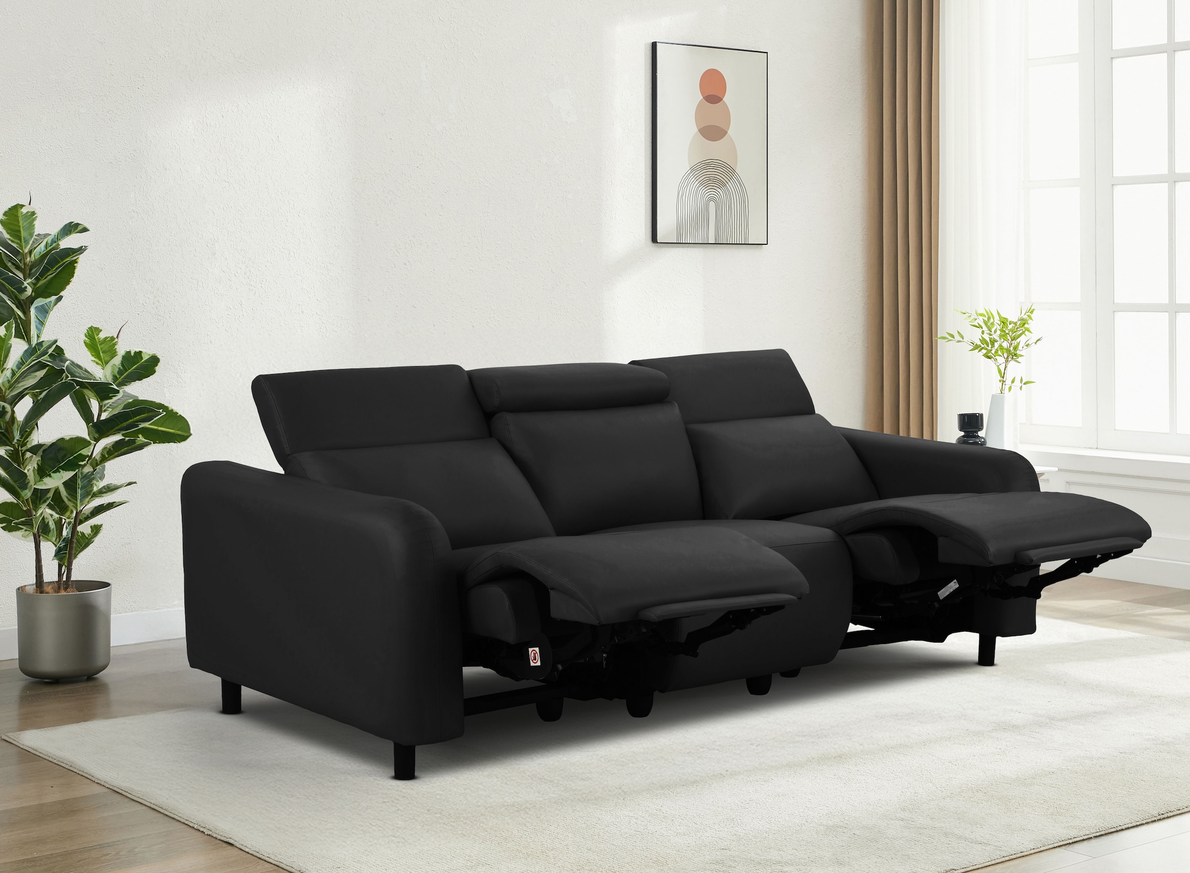Home affaire 3-Sitzer »SKAANE Lederoptik, 229 cm, manuelle-u. elektrische Relaxfunktion«, Relax-Funktion in 2 Sitzen, Kopfteilverstellung, Federkernpolsterung