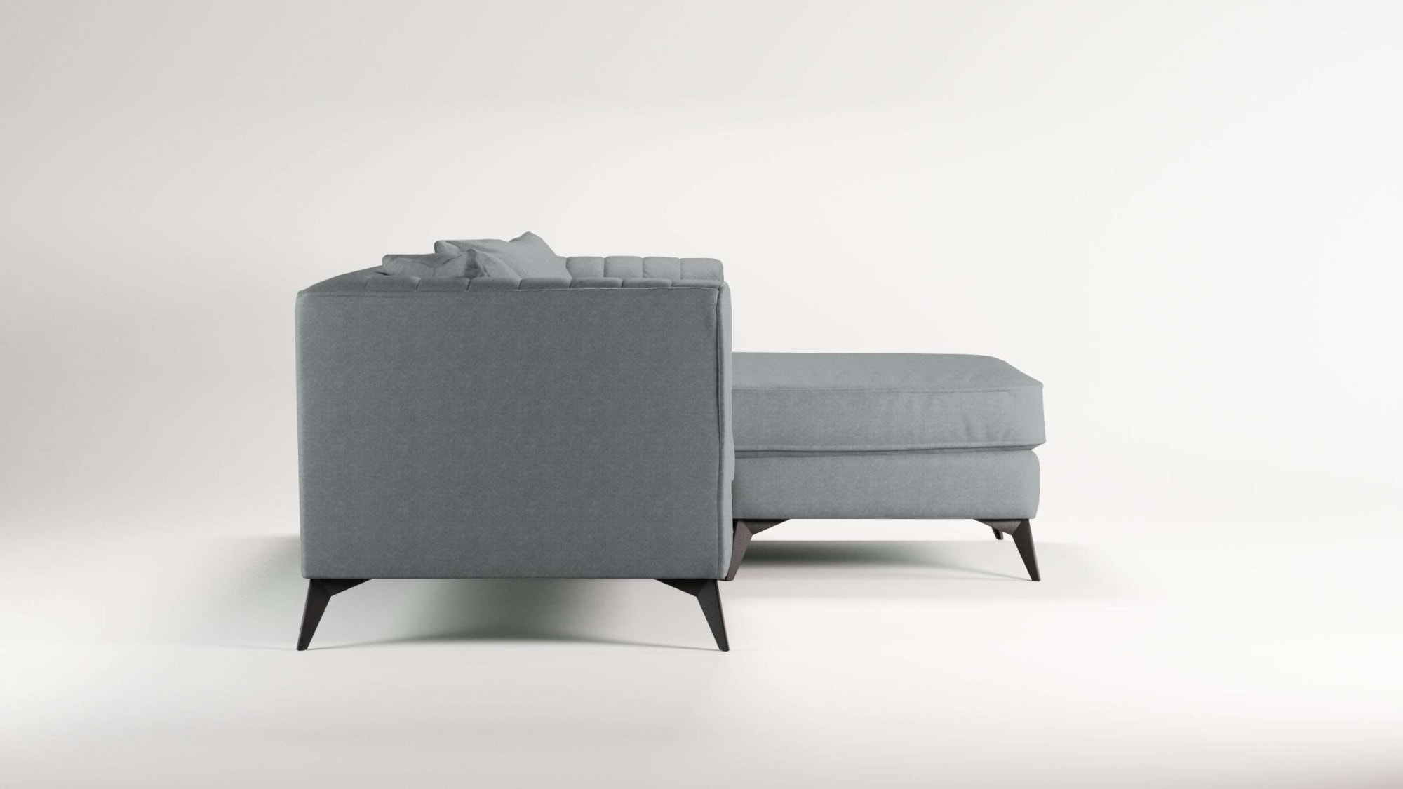 Places of Style Ecksofa »MATTHEW L-Form ideal für kleine Räume, Maße B/T/H: 201/162/74 cm«, elegantes Designsofa, feine Steppung im Rücken, incl. Zierkissen