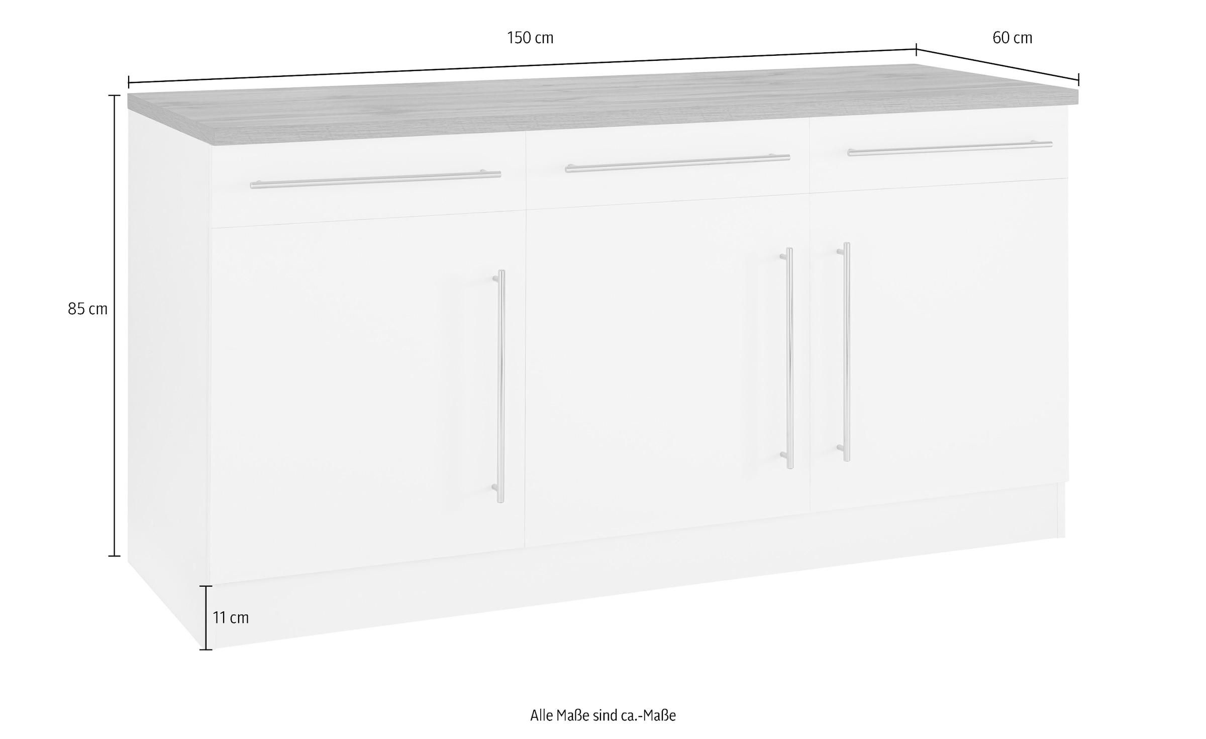 KOCHSTATION Unterschrank »KS-Samos«, Breite 150 cm