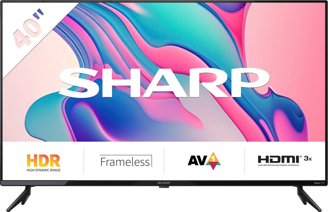 Sharp LED-Fernseher, 100 cm/40 Zoll, Full HD, Smart-TV, Roku TV nur in Deutschland verfügbar, Rahmenlos, HDR10, Dolby Digital