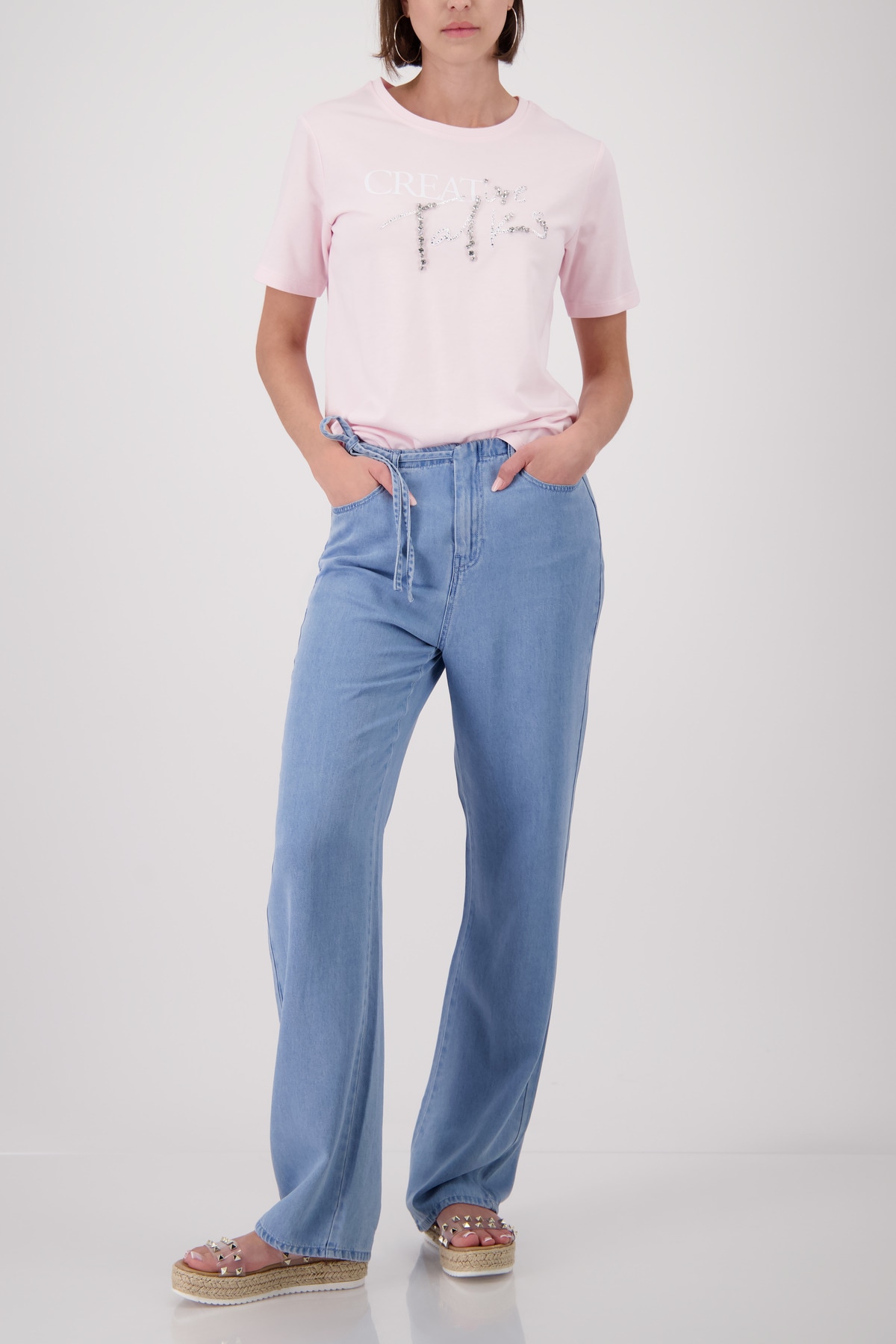Monari T-Shirt »Shirt Schmuckschrift« Regular fit mit Schmuckschrift