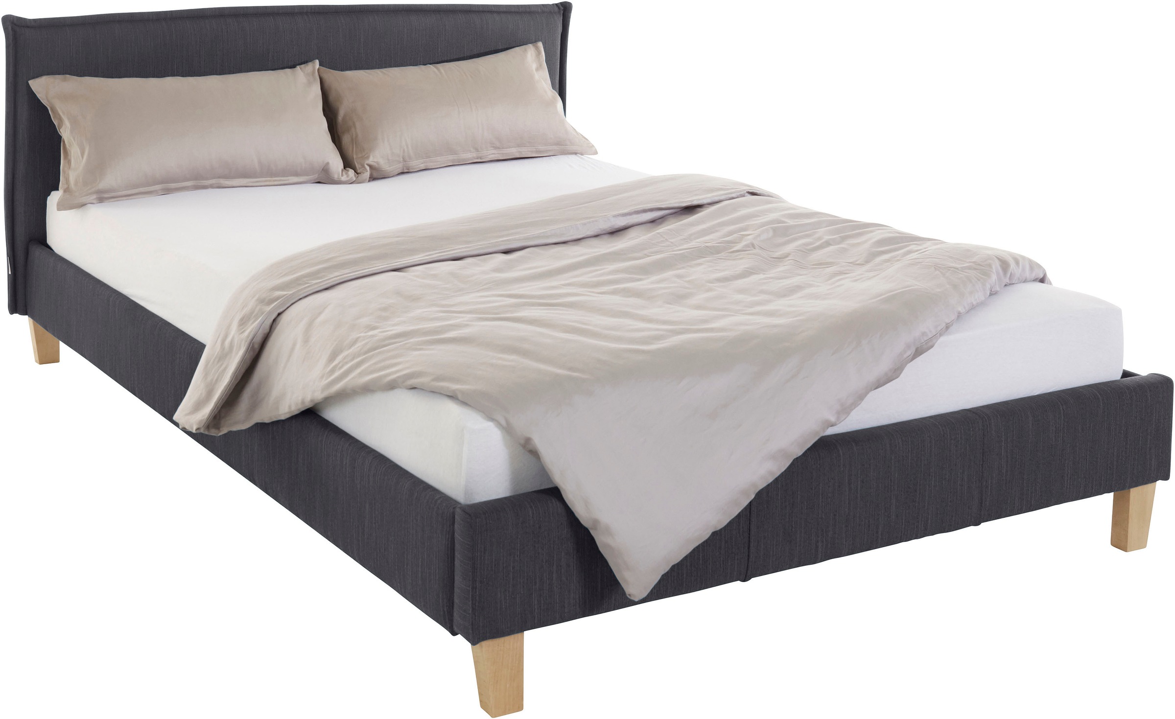 OTTO products Polsterbett »Heddi« in 5 Breiten: von 90cm-200cm,  Biese am Kopfteil,  Strukturstoff