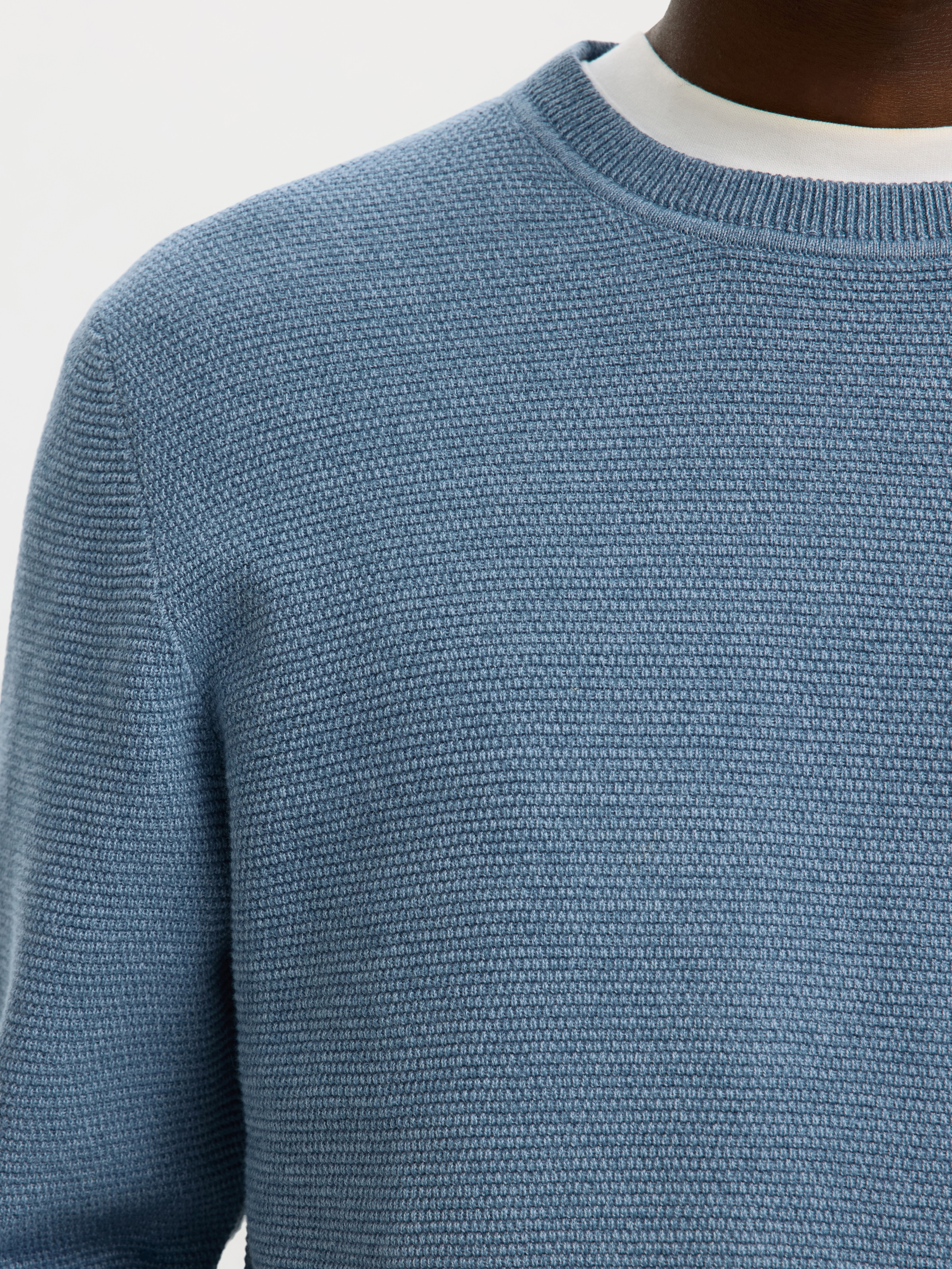 SELECTED Rundhalspullover »SLHROSS LS KNIT STRUCTURE CREW NECK NOOS« Baumwolle, regular fit
