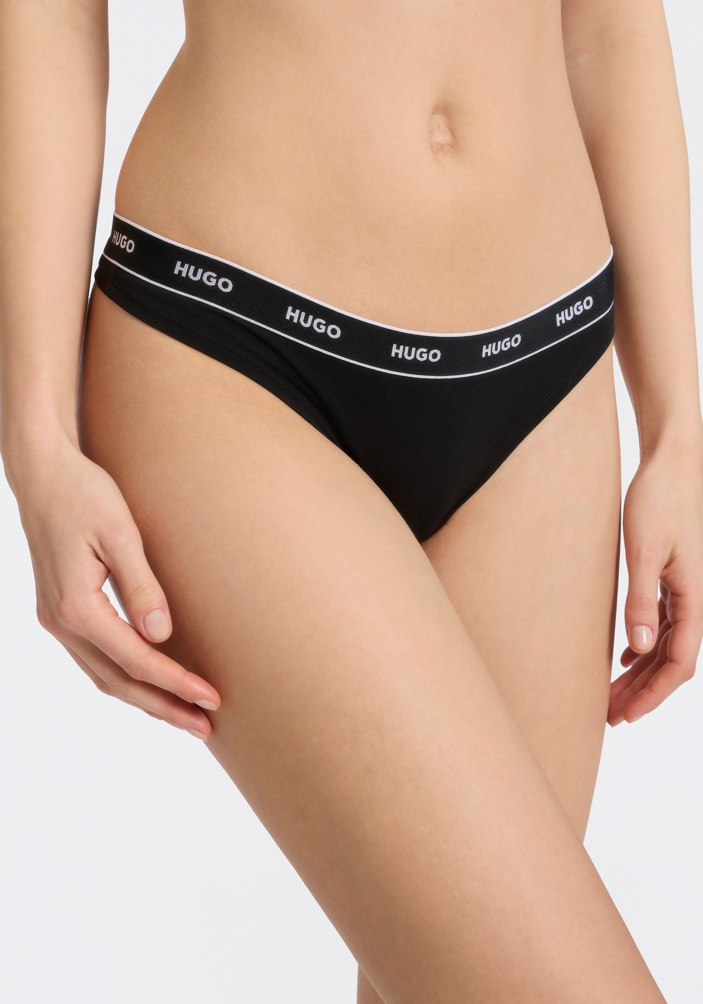 HUGO Underwear String »TRIPLET THONG STRIPE« elastischer Bund mit Logo, enganliegend