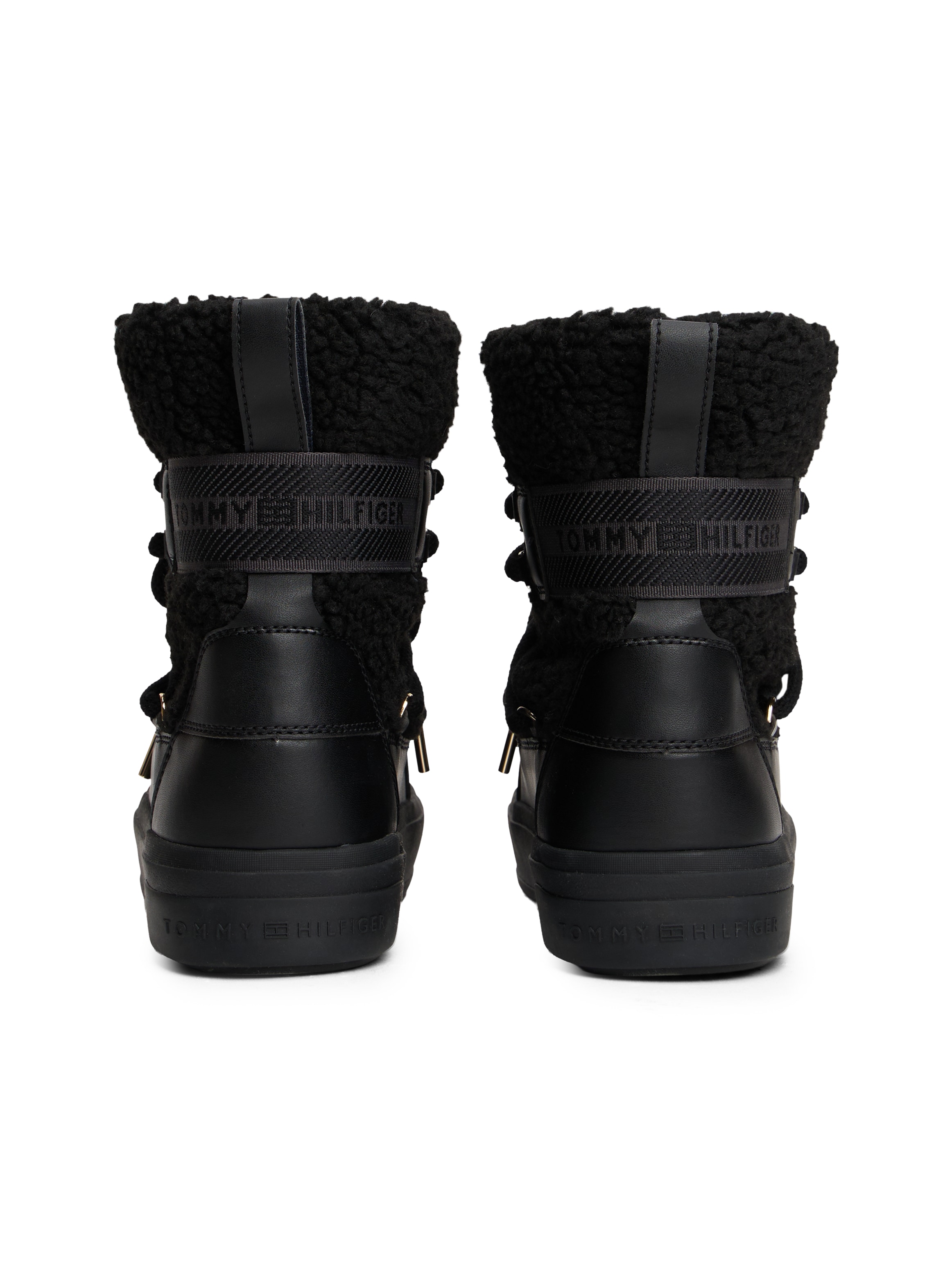 Tommy Hilfiger Winterboots »FAUX SHEARLING SNOWBOOT«  , Winterstiefelette, Outdoorschuh mit aufgesetzter Schnürung