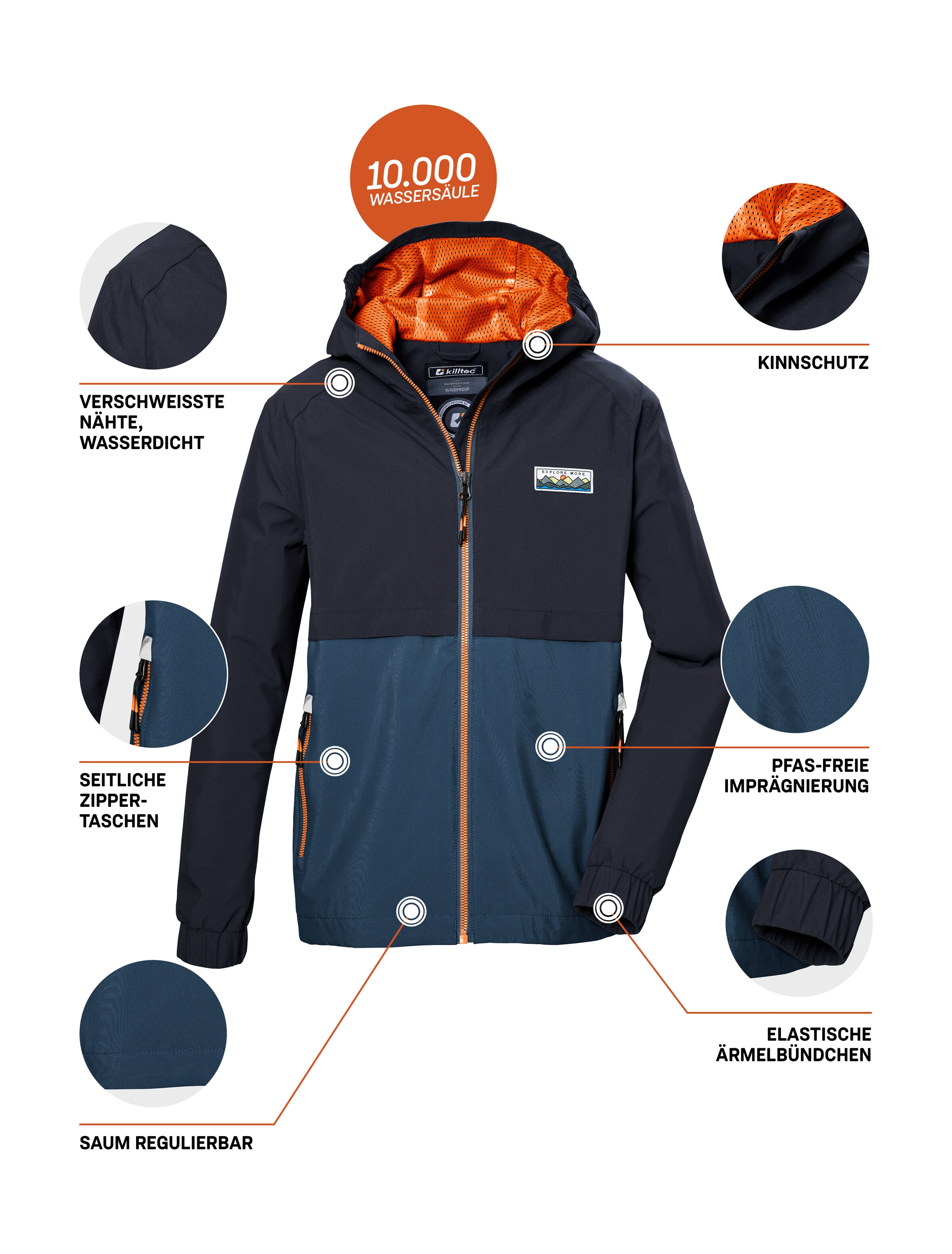Killtec Funktionsjacke »KOS 141 BYS JCKT«, Wasserdichte Kinderjacke, Colourblock, reflektierend