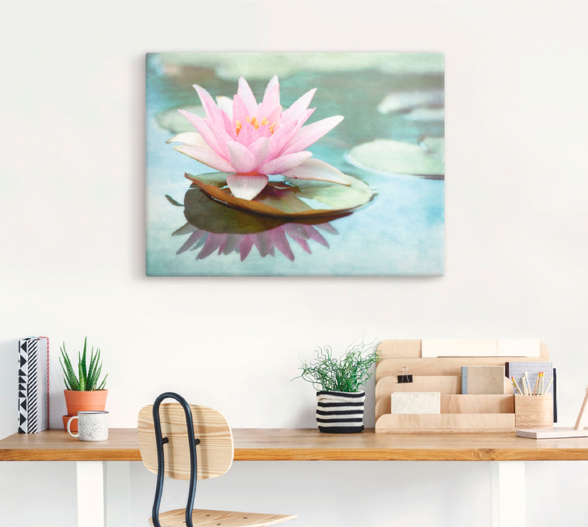 Artland Leinwandbild »Rosa Seerose«, Blumen, (1 St.), auf Keilrahmen gespannt