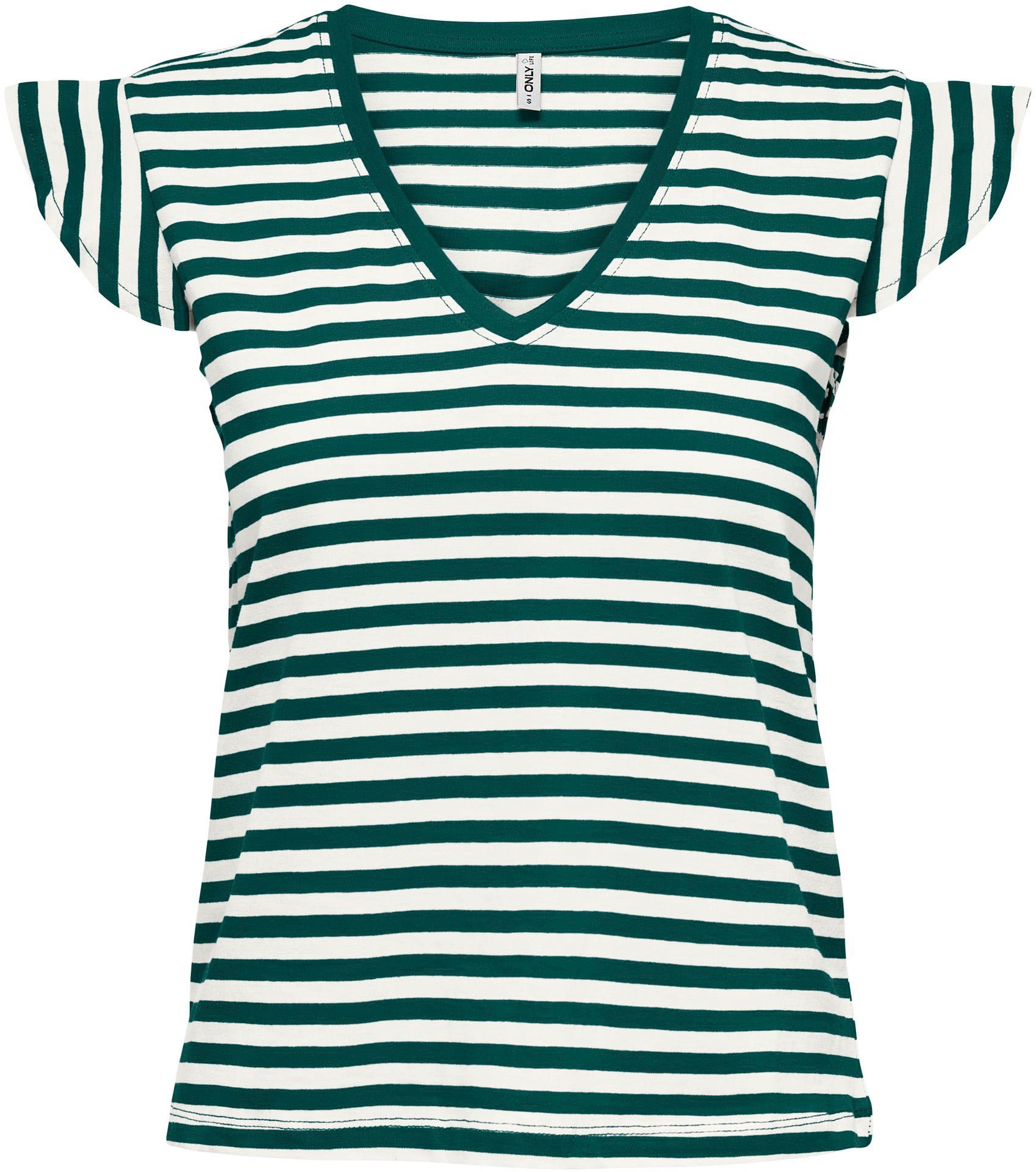Only V-Shirt »ONLMAY S/S STRIPE FRILL TOP JRS«