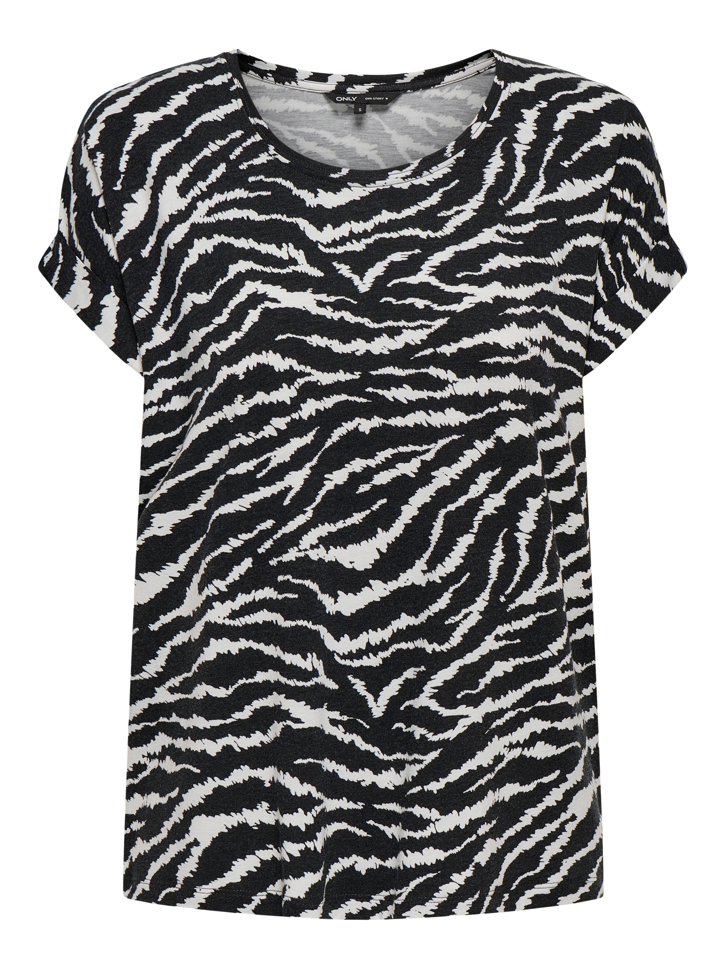 ONLY Kurzarmshirt »ONLMOSTER – Shirt mit Animal-Print und lockerem Schnitt« animal-print, modisch, loose fit, Viskosemischung, Rundhals