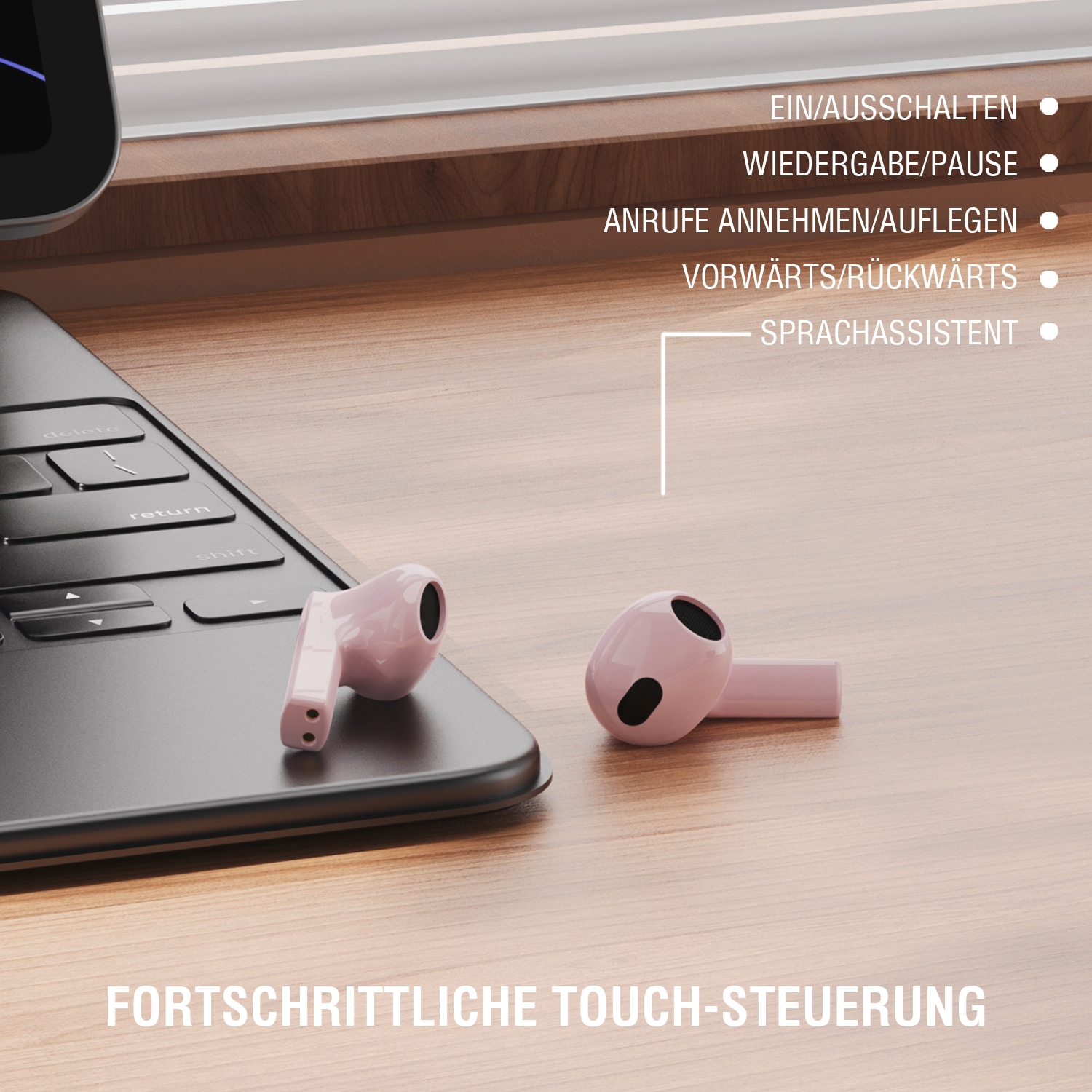 4smarts wireless In-Ear-Kopfhörer »SkyBuds 2 ENC«, Echo Noise Cancellation (ENC)-Freisprechfunktion, True Wireless Bluetooth