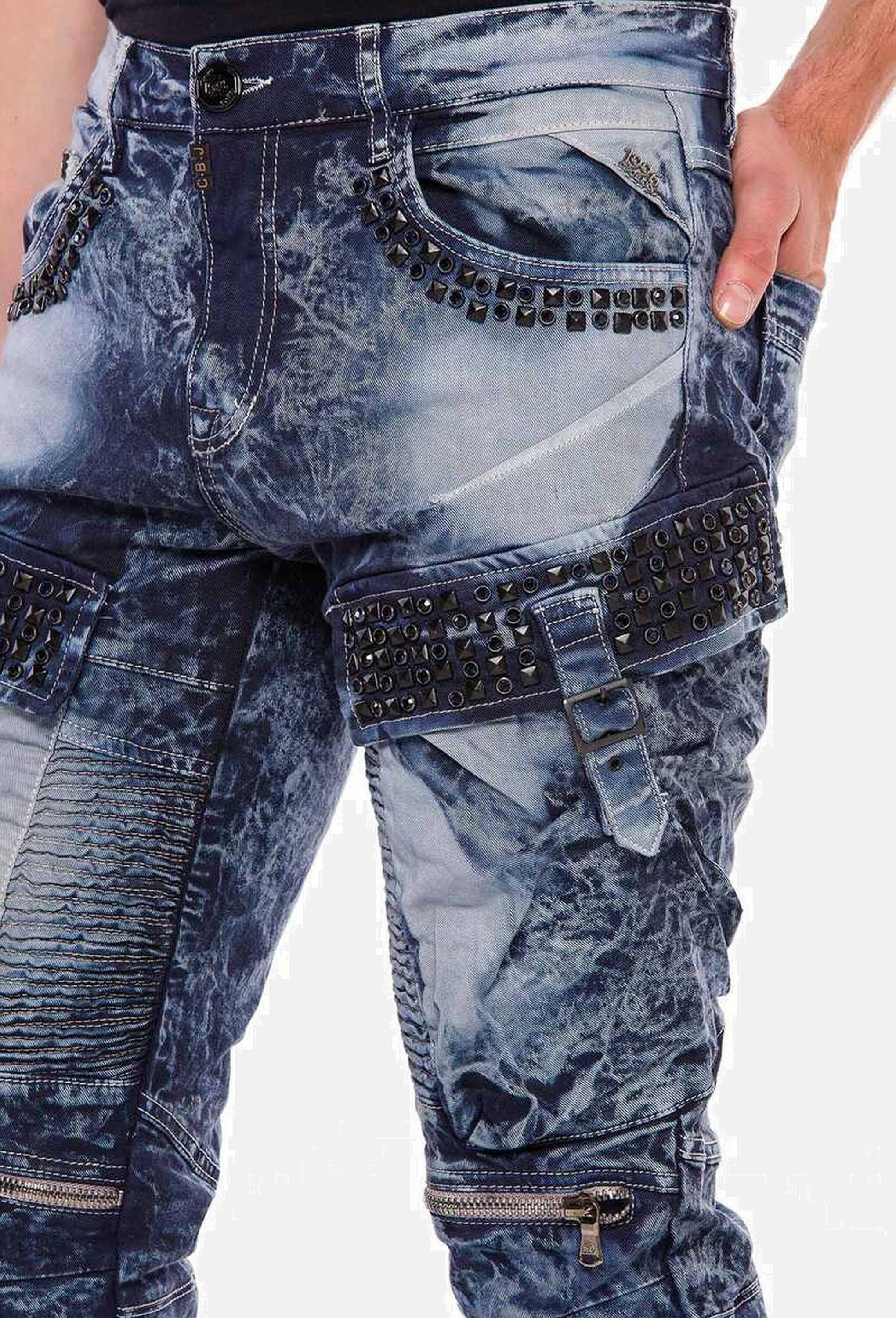 Cipo & Baxx Bikerjeans »Cipo & Baxx Jeans« Mit Ripp-Details, CD494