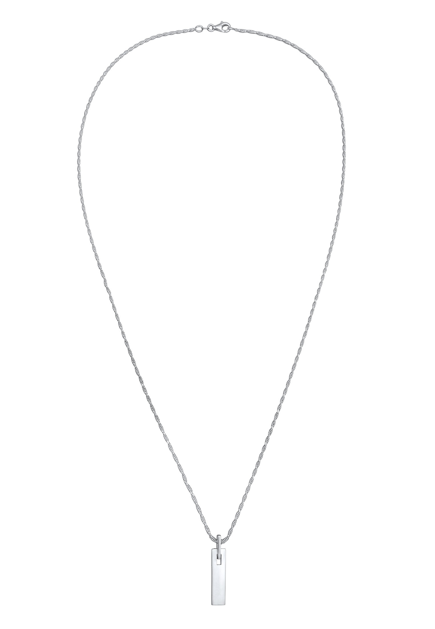 Kuzzoi Kette mit Anhänger »Halskette Bar Plättchen Rechteck oxidiert 925 Silber«