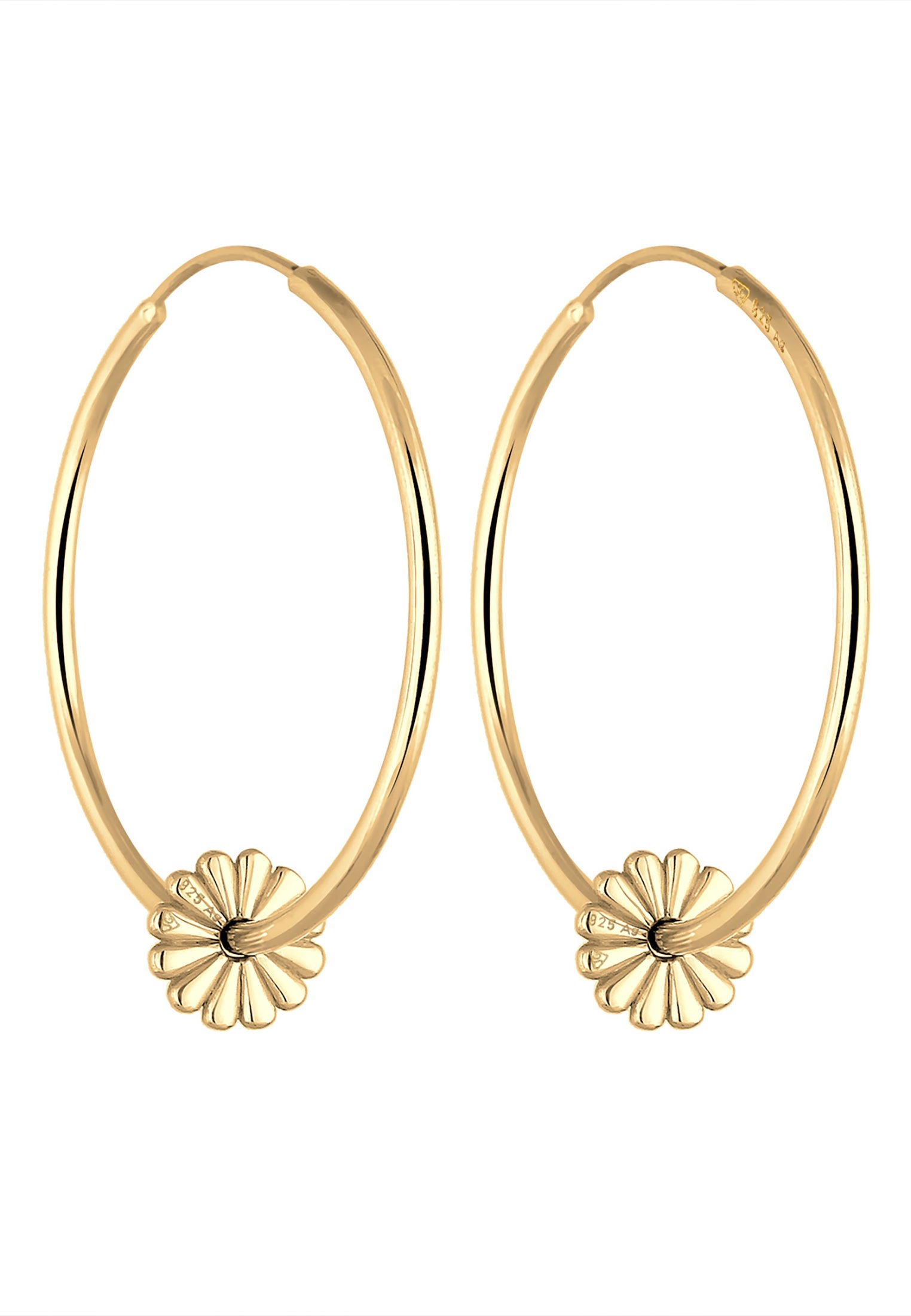 Elli Paar Creolen »Ohrringe Creole Blume 925 Sterling Silver vergoldet«