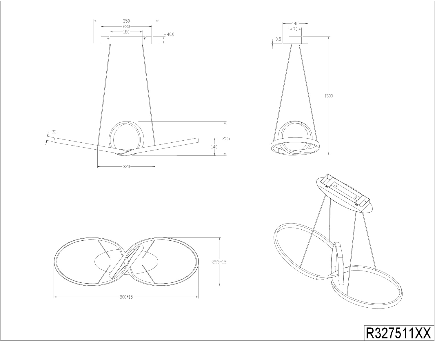 REALITY Leuchten LED Pendelleuchte »SANSA«, 1 flammig, Leuchtmittel LED-Modul | LED fest integriert, über Wandschalter dimmbar, 3000K, 3200 Lm, Abhängung 150cm