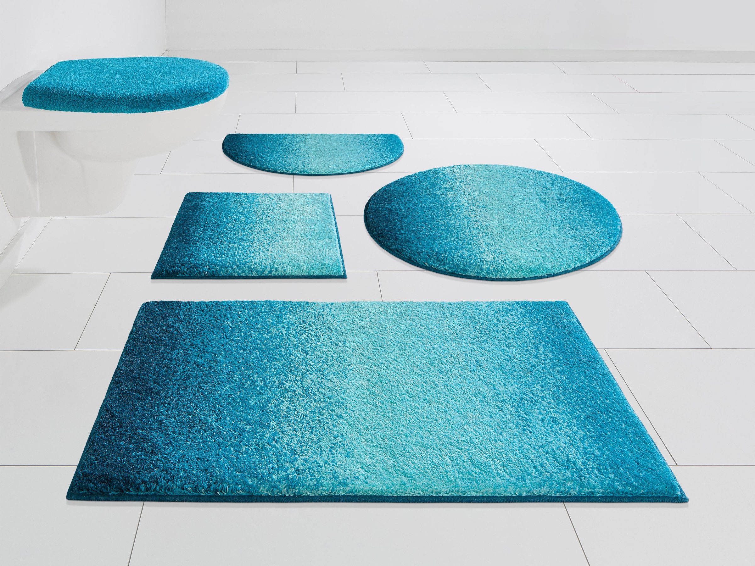 Grund Badematte »Mistral«, rutschhemmend beschichtet, fußbodenheizungsgeeignet, meliertes Design, Ombré-Look, auch als 3 teiliges Set, Made in Europe