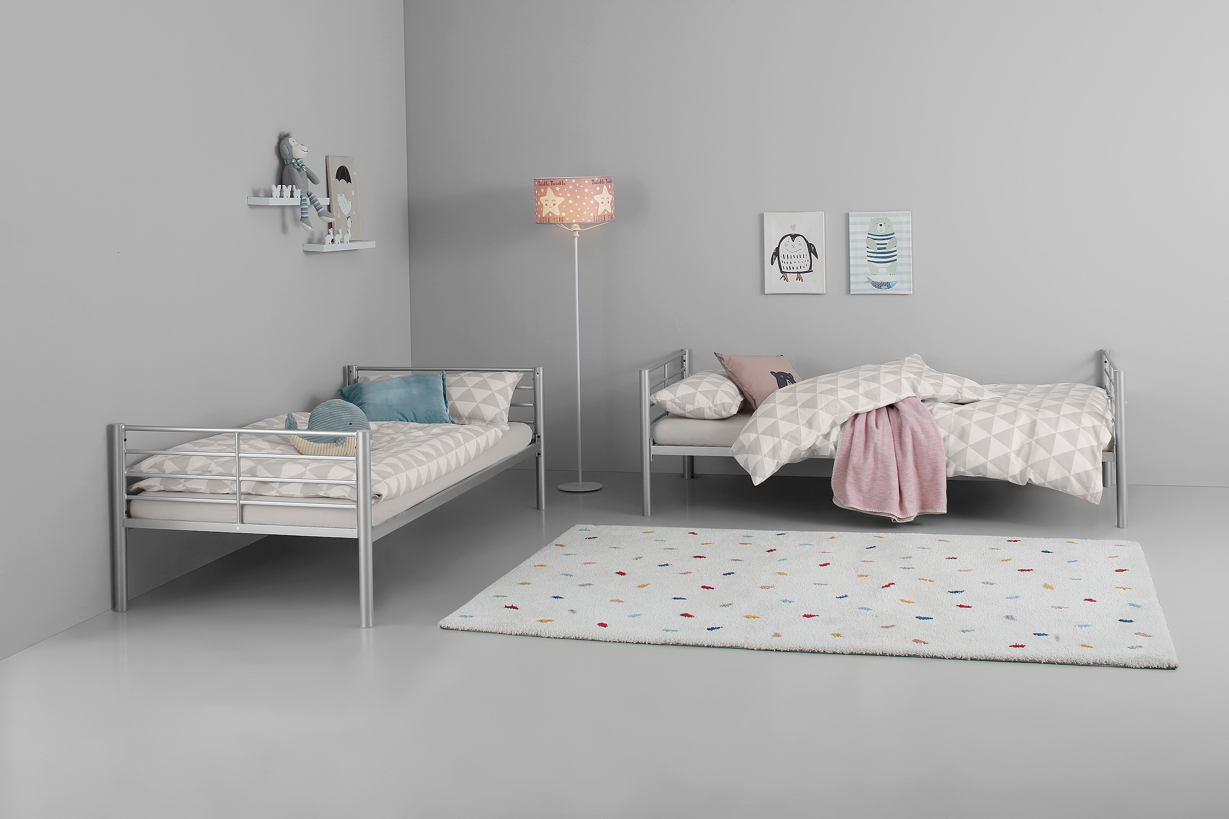 Lüttenhütt Etagenbett »Hayo, Metallbett, Stockbett, in mehreren Farben, schlicht und elegant«, teilbar zu zwei Einzelbetten, perfekt für kleine Räume