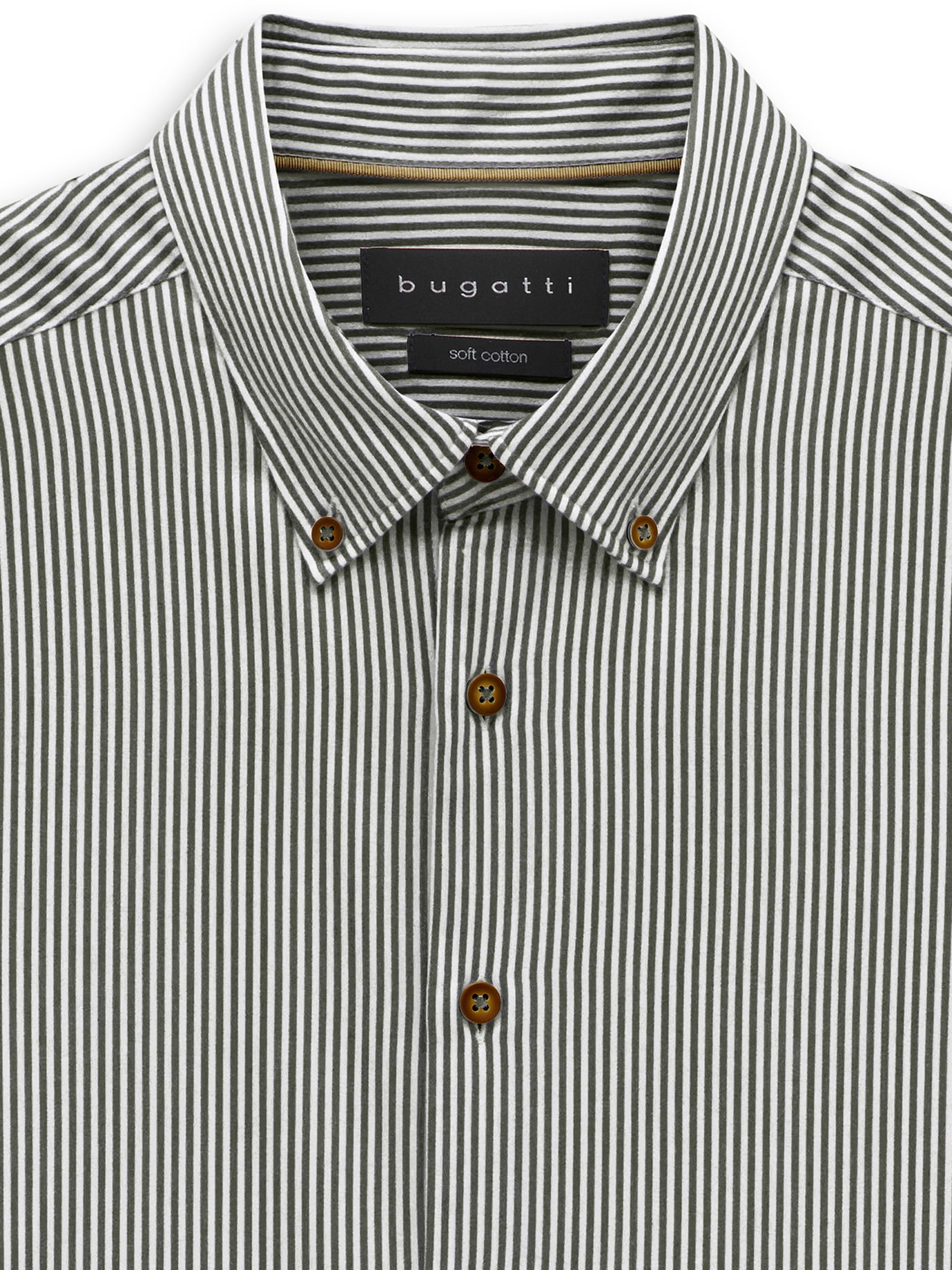 bugatti Langarmhemd »Modern Fit« Modern Fit Baumwolle Gestreift Button-Down
