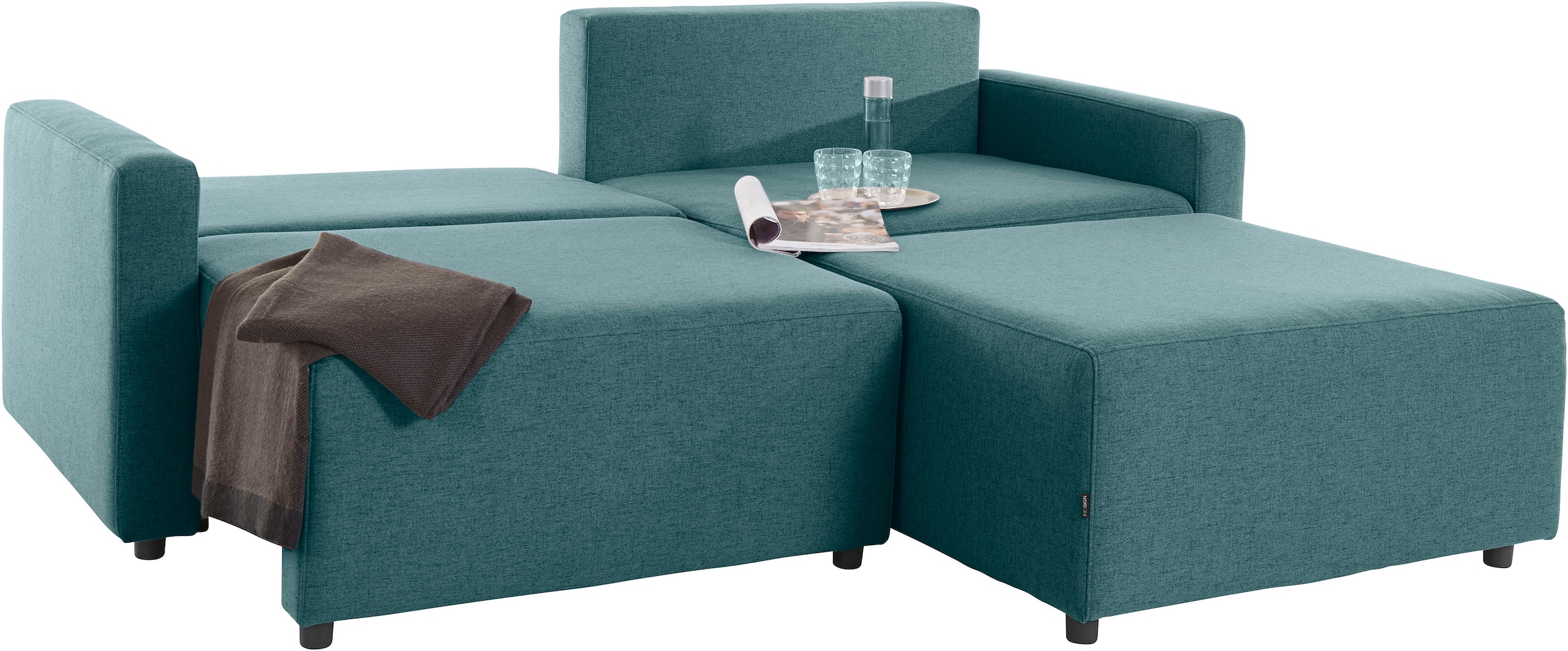 INOSIGN Ecksofa »Marva 3tlg. L-Form«, beide Armlehnelemente ausziehbar für Bettfunktion, mit Bettkasten