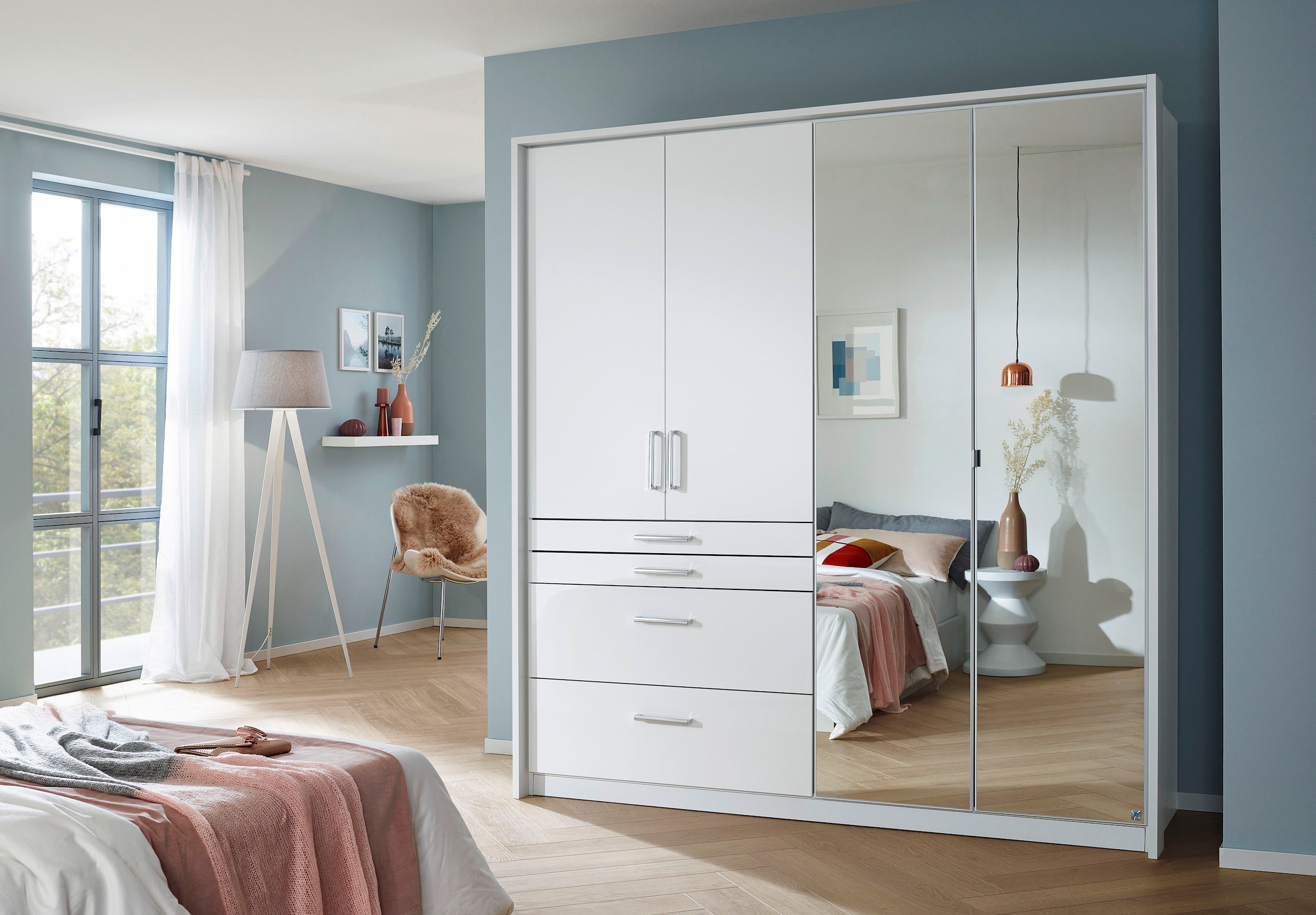 rauch Drehtürenschrank »Kleiderschrank Schrank Garderobe Garderobenschrank Topseller HOMBURG«, inkl. Passepartout, oberer Schubkasten mit Einteilung MADE IN GERMANY
