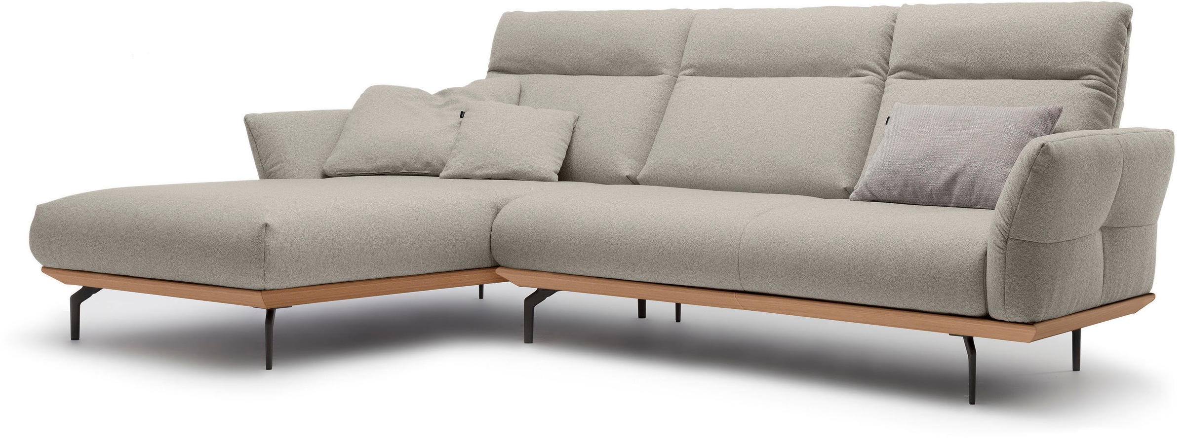 Creation BY ROLF BENZ Ecksofa »hs.460«, Sockel in Eiche, Alugussfüße in umbragrau, Breite 298 cm