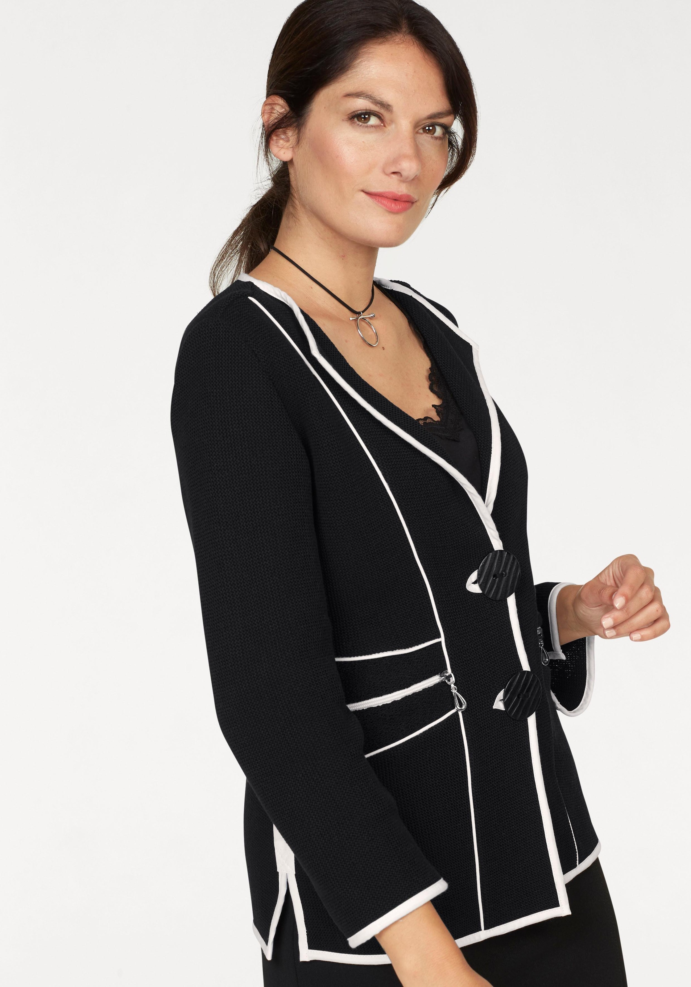 SAMMER Berlin Cardigan, mit Paspeln und Ziertaschen