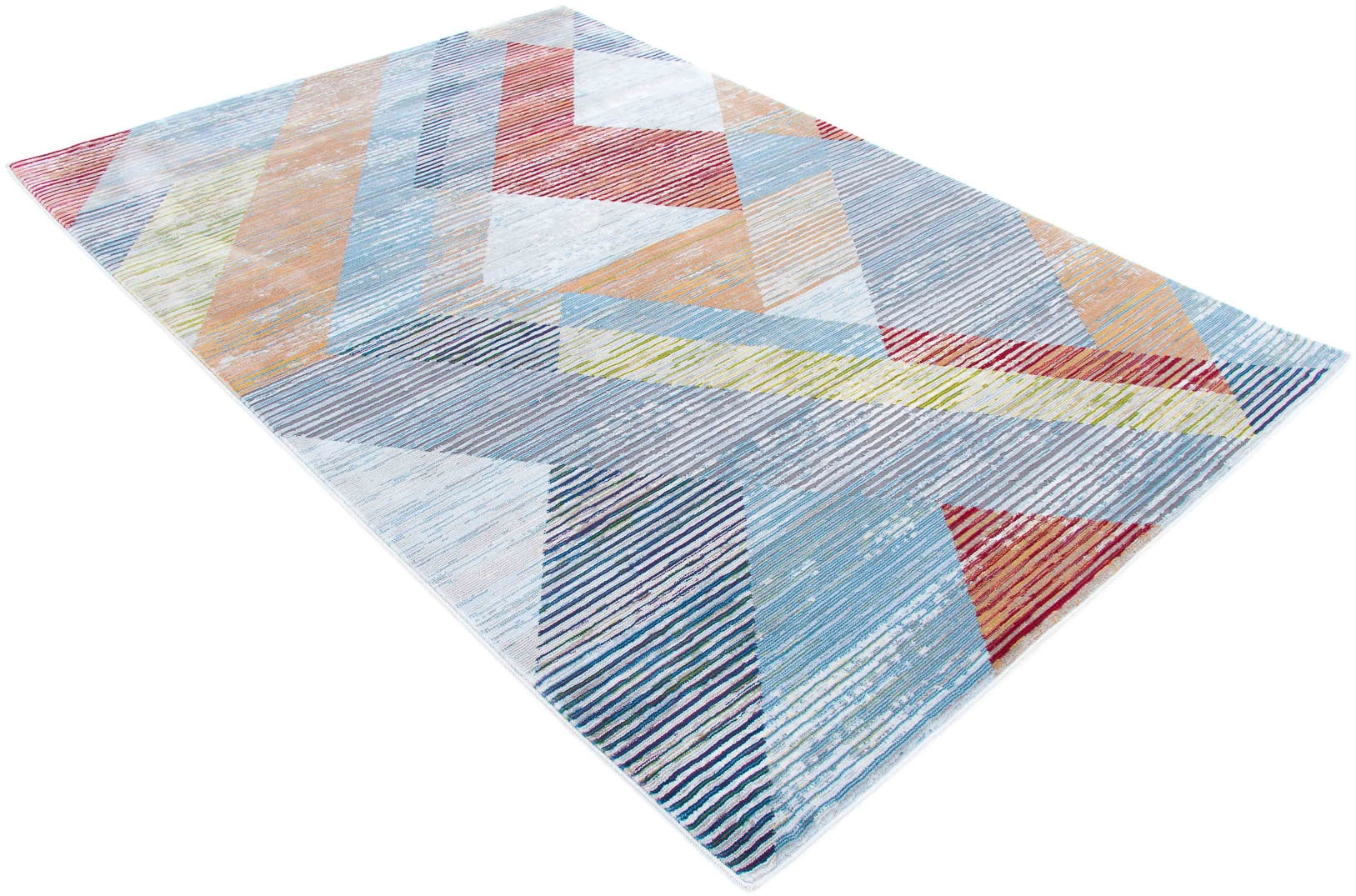 carpetfine Teppich »Fusion«, rechteckig, 5 mm Höhe, pastellfarbener Flachflor-Teppich, Wohnzimmer