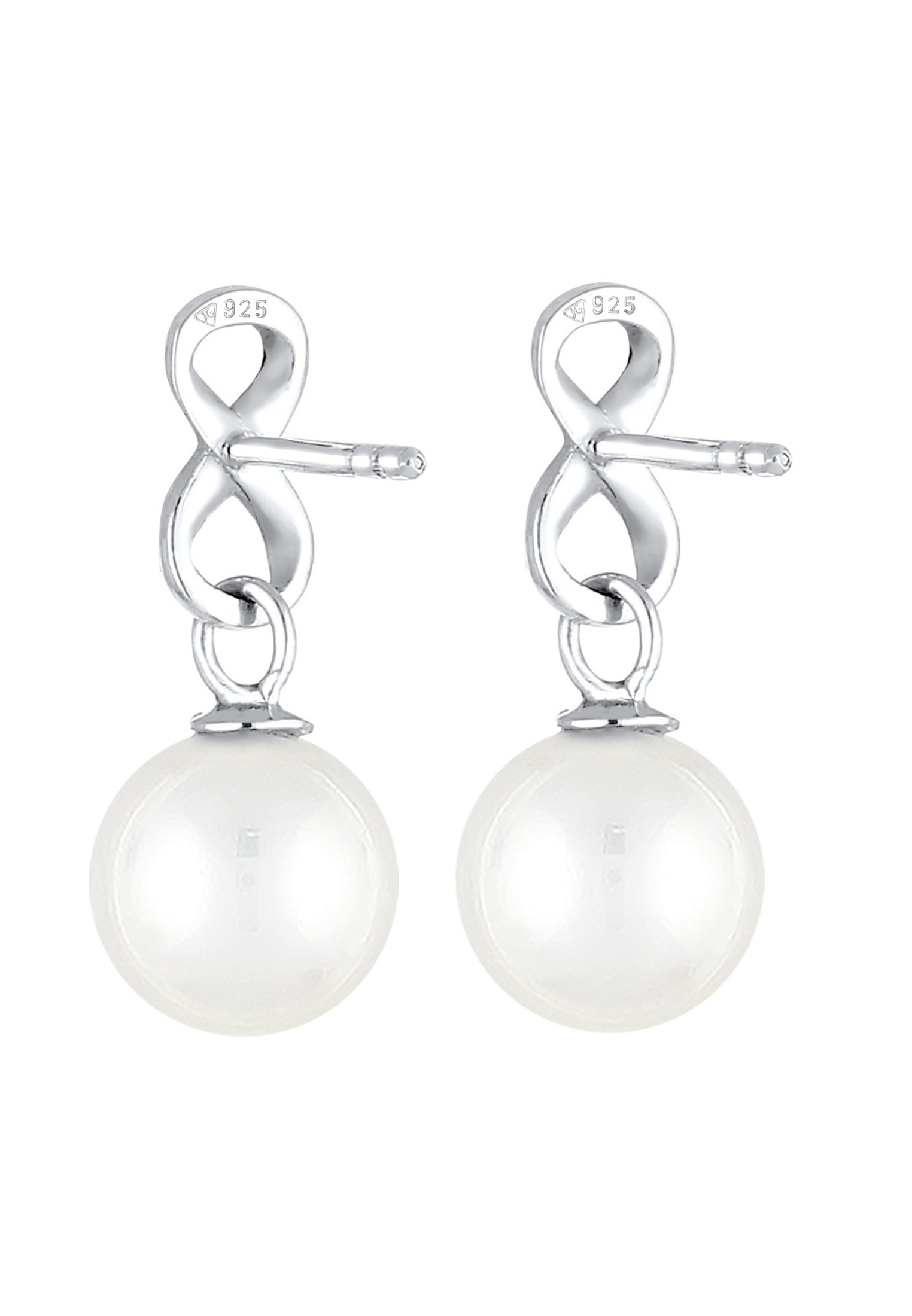 Elli Paar Ohrhänger »Ohrringe Ohrhänger kurz Infinity Muschelkernperle Weiß 925 Sterling Silber«