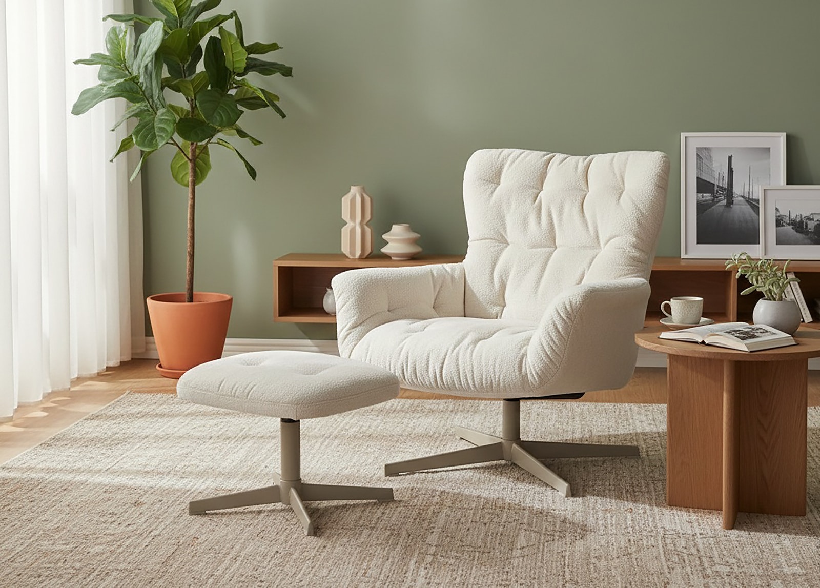 Jahnke Sessel »LOUNGE COSY TWIST PLUS« Loungesessel inkl. Hocker, bequeme Polsterung & Armlehnen, drehbar