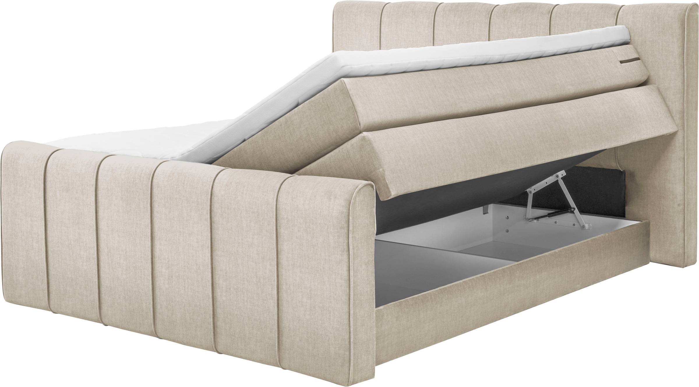 set one by Musterring Boxspringbett »Fairfield«, mit Bettkasten, Kopfteil mit Keder, Breite 160 cm oder 180 cm