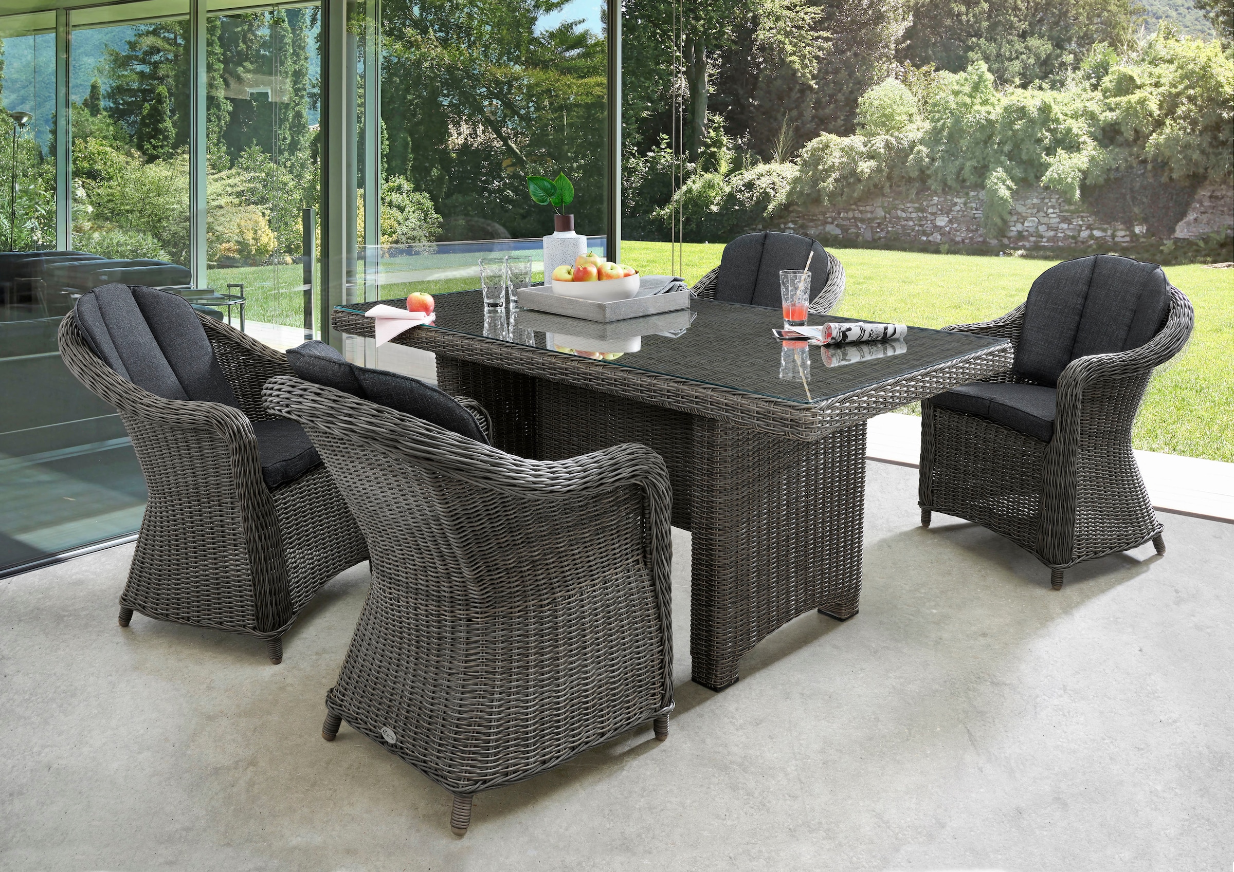 Garten-Essgruppe »MALAGA LUNA«, (Set, 13 tlg.), Polyrattan, 4 Sessel + Tisch...