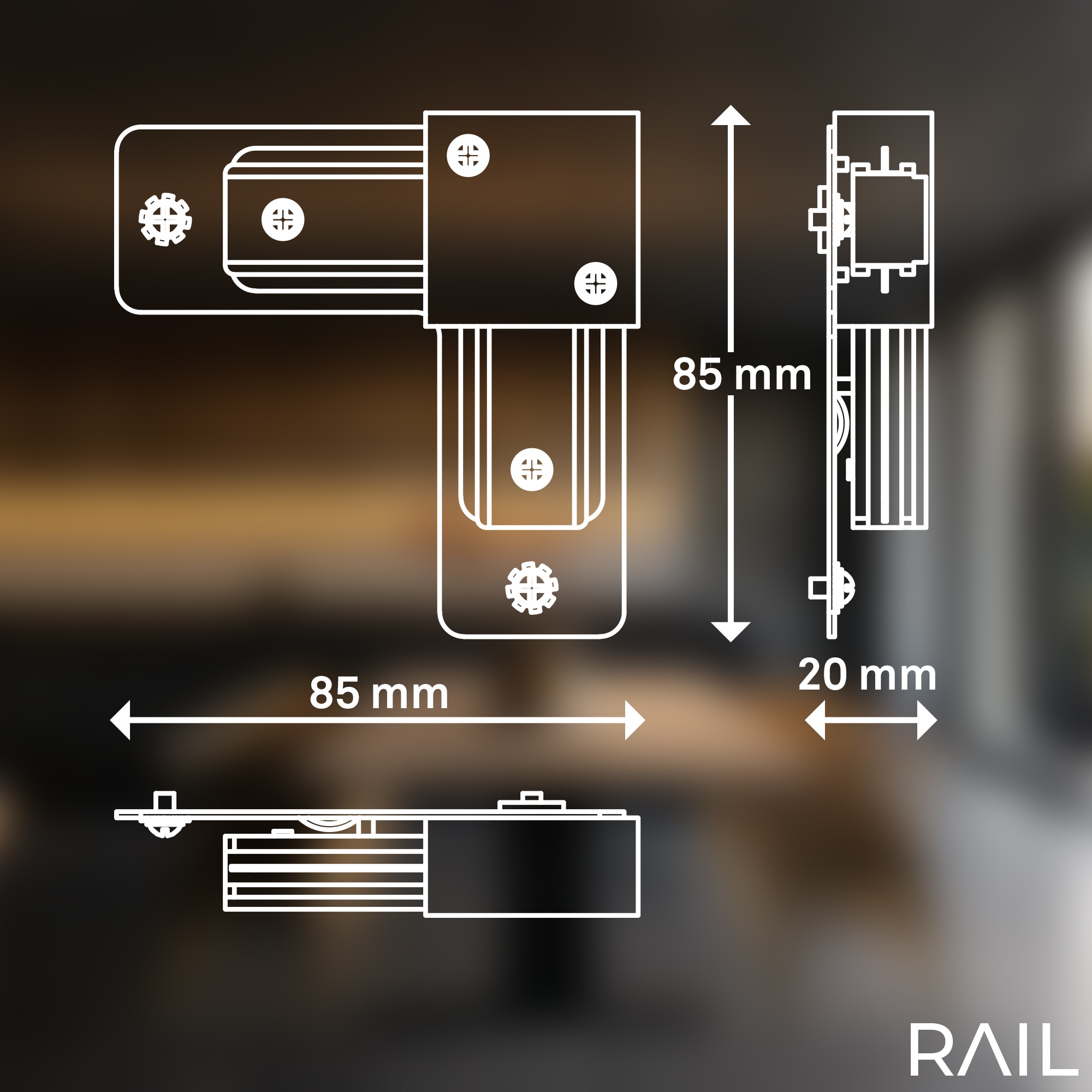 Briloner Leuchten Schienensystem-Verbinder »RAIL« 1 tlg. Eckverbinder 86 mm Weiß Schienensystem Rail Wohnzimmer Büro Küche