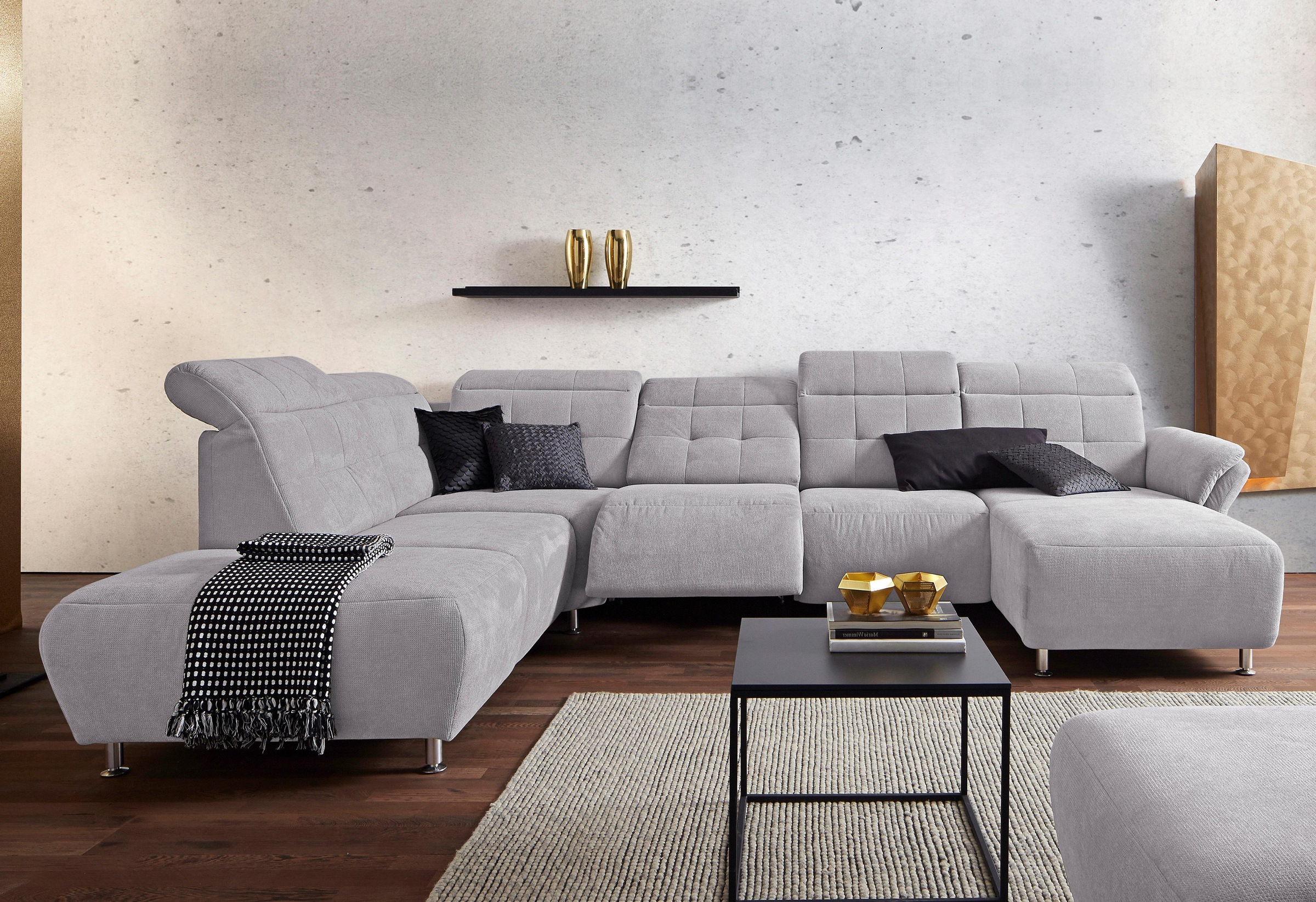 Places of Style Wohnlandschaft »Manhattan U-Form«, 2 Sitze mit elektrischer Relaxfunktion, verstellbare Armlehnen