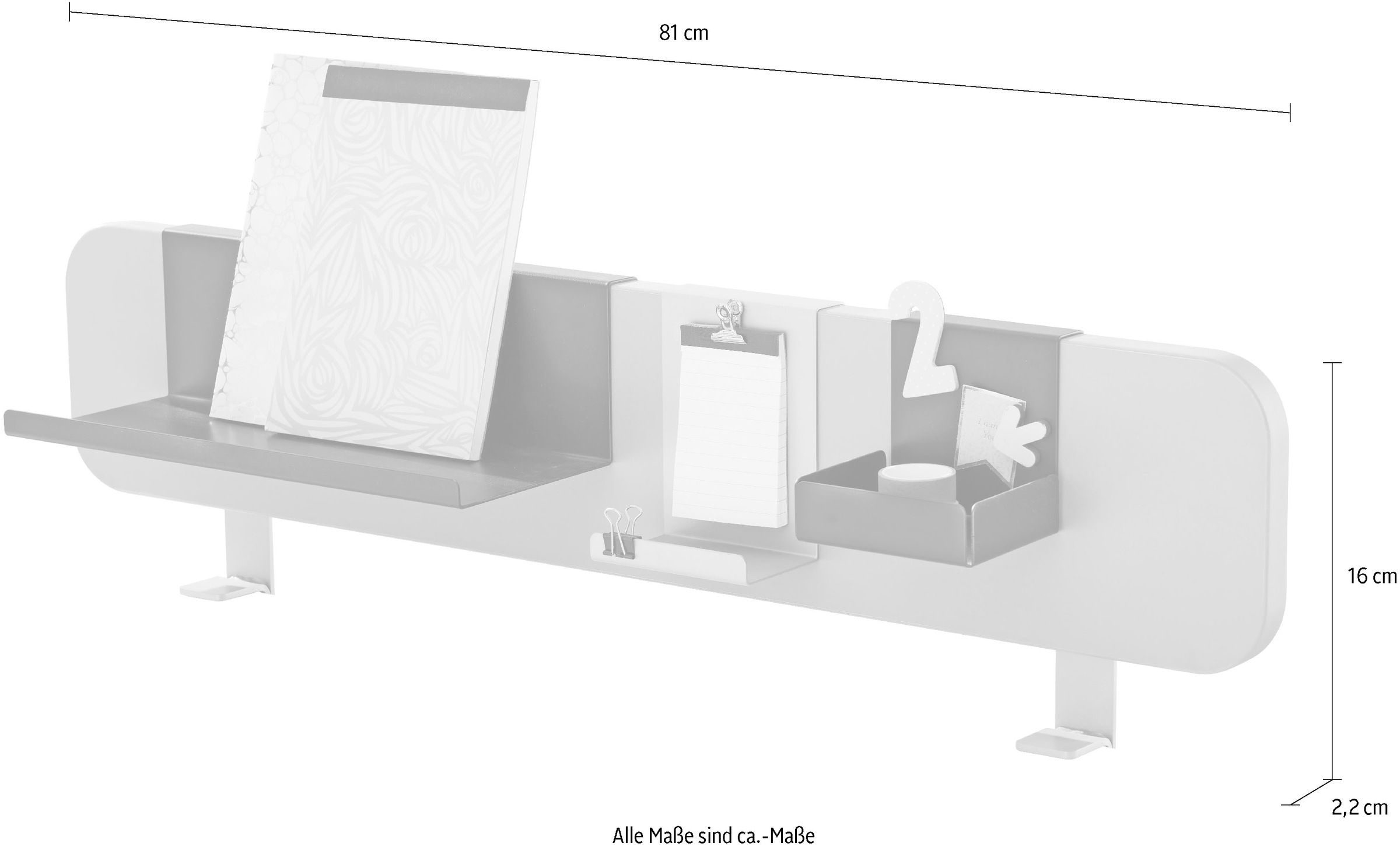 PAIDI Schreibtischaufsatz »Funktionsboard in verschiedenen Ausführungen« B/H/T ca. 81x16x2cm, 