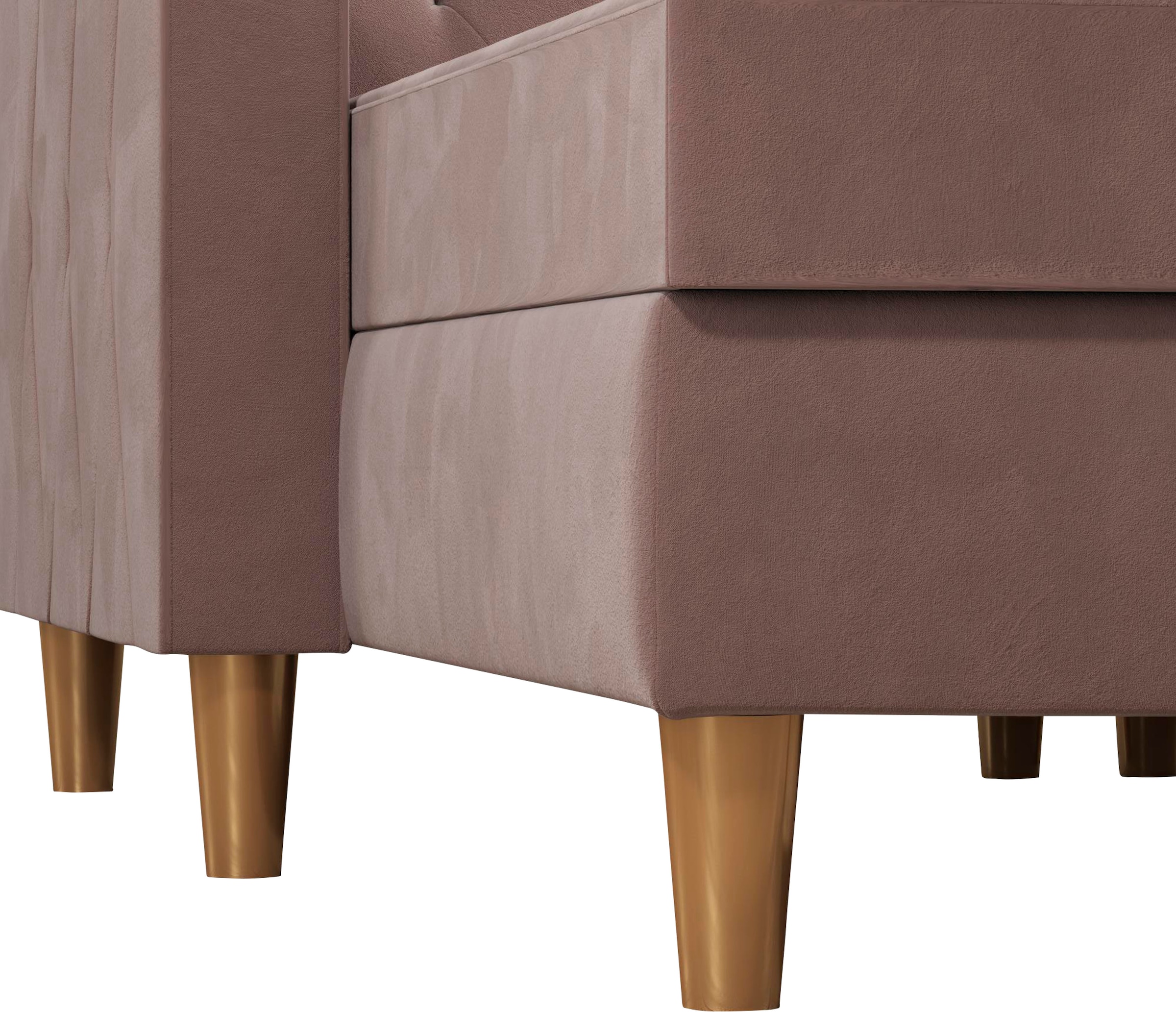 Cosmo Living Ecksofa »Liberty«, mit Schlafffunktion, Recamiere mit Stauraum beidseitig montierbar