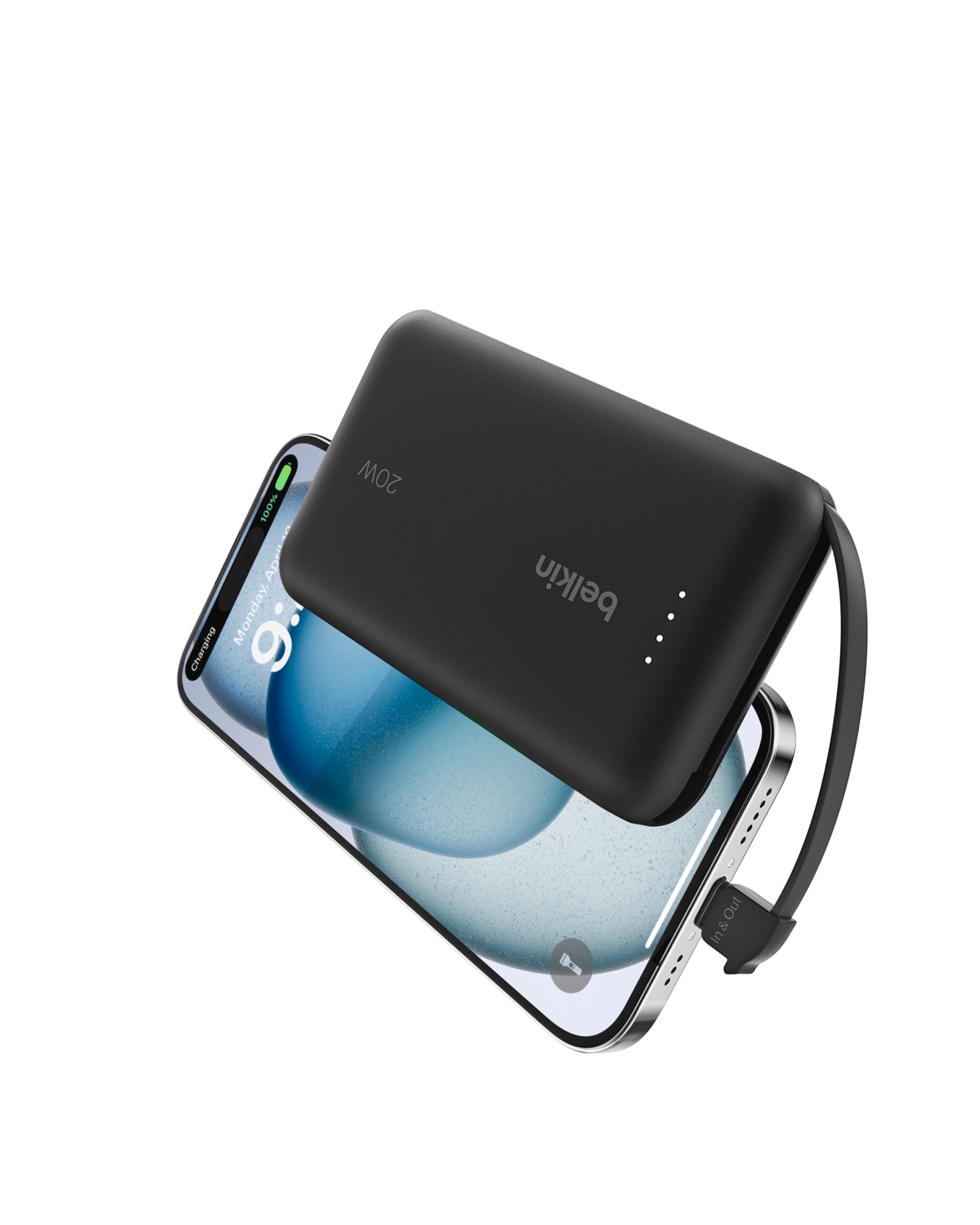 Belkin Powerbank »BoostCharge Power Bank 10K mit integrierten Kabeln«, Belkin BOOST CHARGE Power Delivery Powerbank 10.000mAh, white