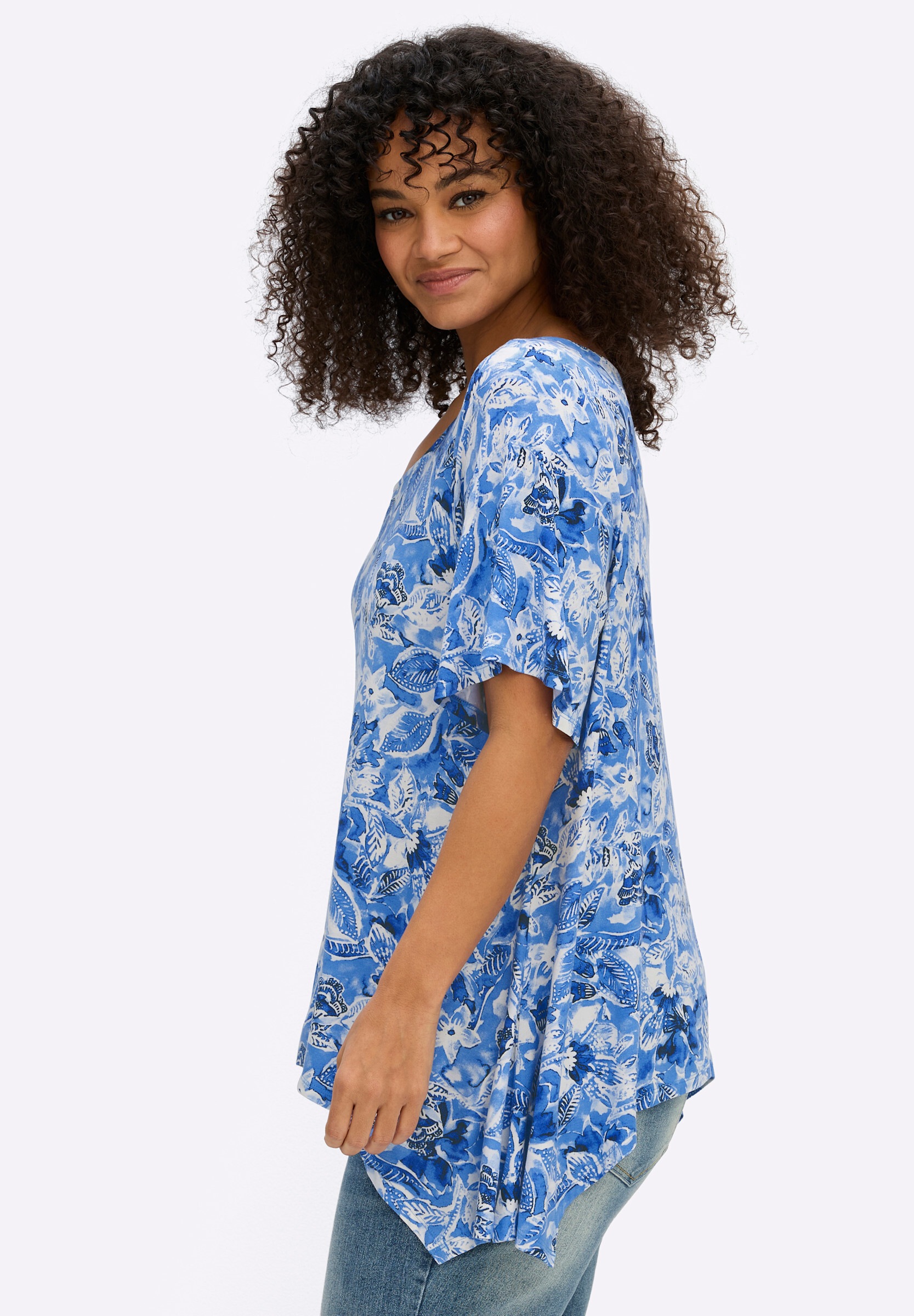 sheego by Joe Browns Zipfelshirt »T-Shirt Zipfelshirt mit floralem Print«