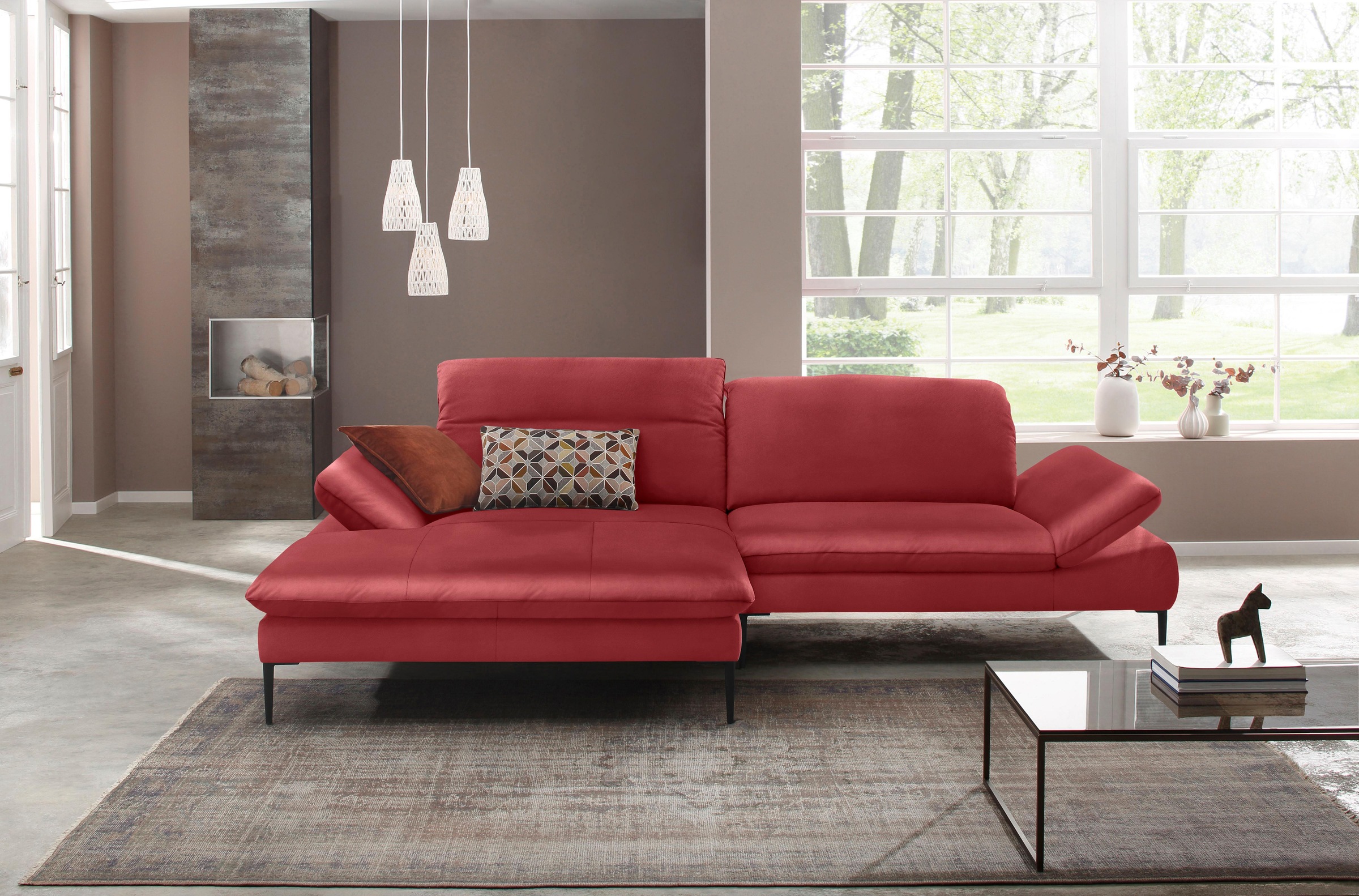 W.SCHILLIG Ecksofa »enjoy&MORE, Designsofa, elegant und bequem, L-Form«, Sitztiefenverstellung, Füße schwarz pulverbeschichtet, Breite 294 cm