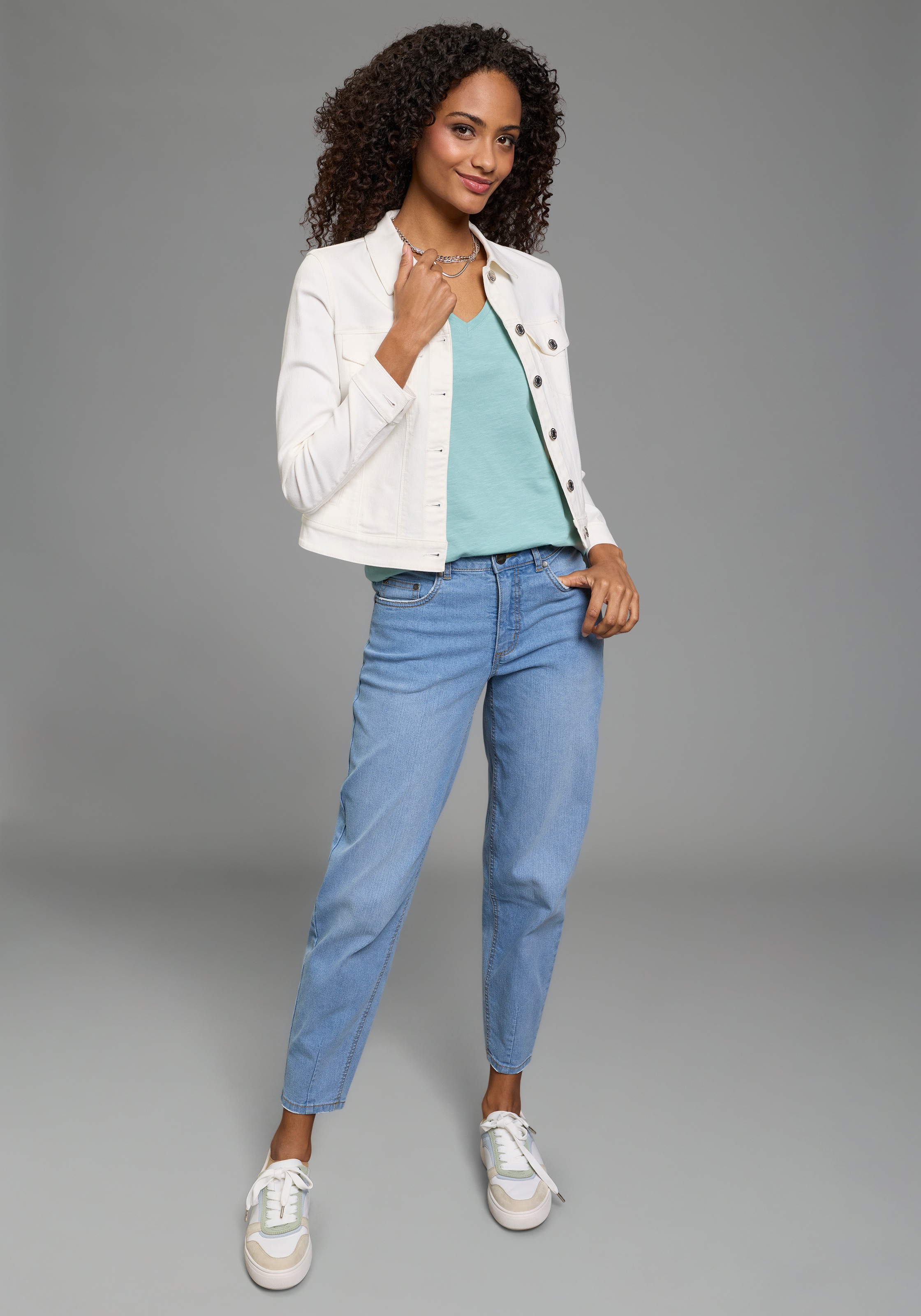 Flashlights Tanktop mit V-Ausschnitt vorne und hinten, hüftlange Schnittform, ärmellos