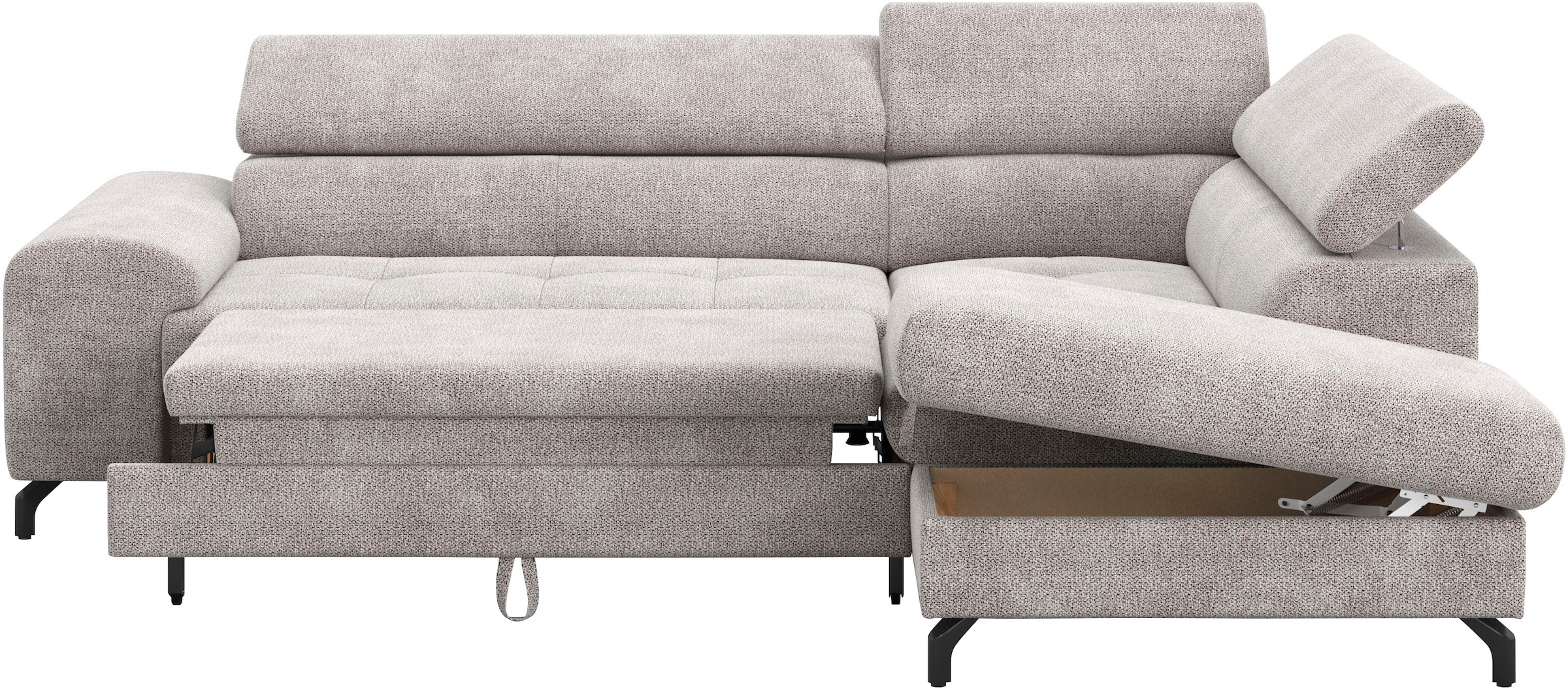 COTTA Ecksofa »Aura L-Form, B: 260 cm«, mit Bettfunktion, Bettkasten & Kopfteilverstellung