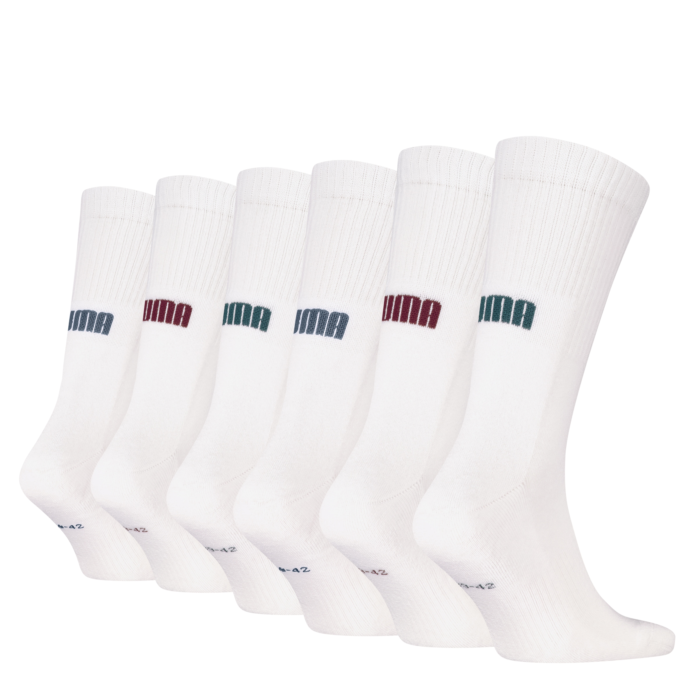 PUMA Socken »PUMA UNISEX CUSHIONED NEXT CREW 6P ECOM«, (6 Paar), mit Logoschriftzug an der Rückseite